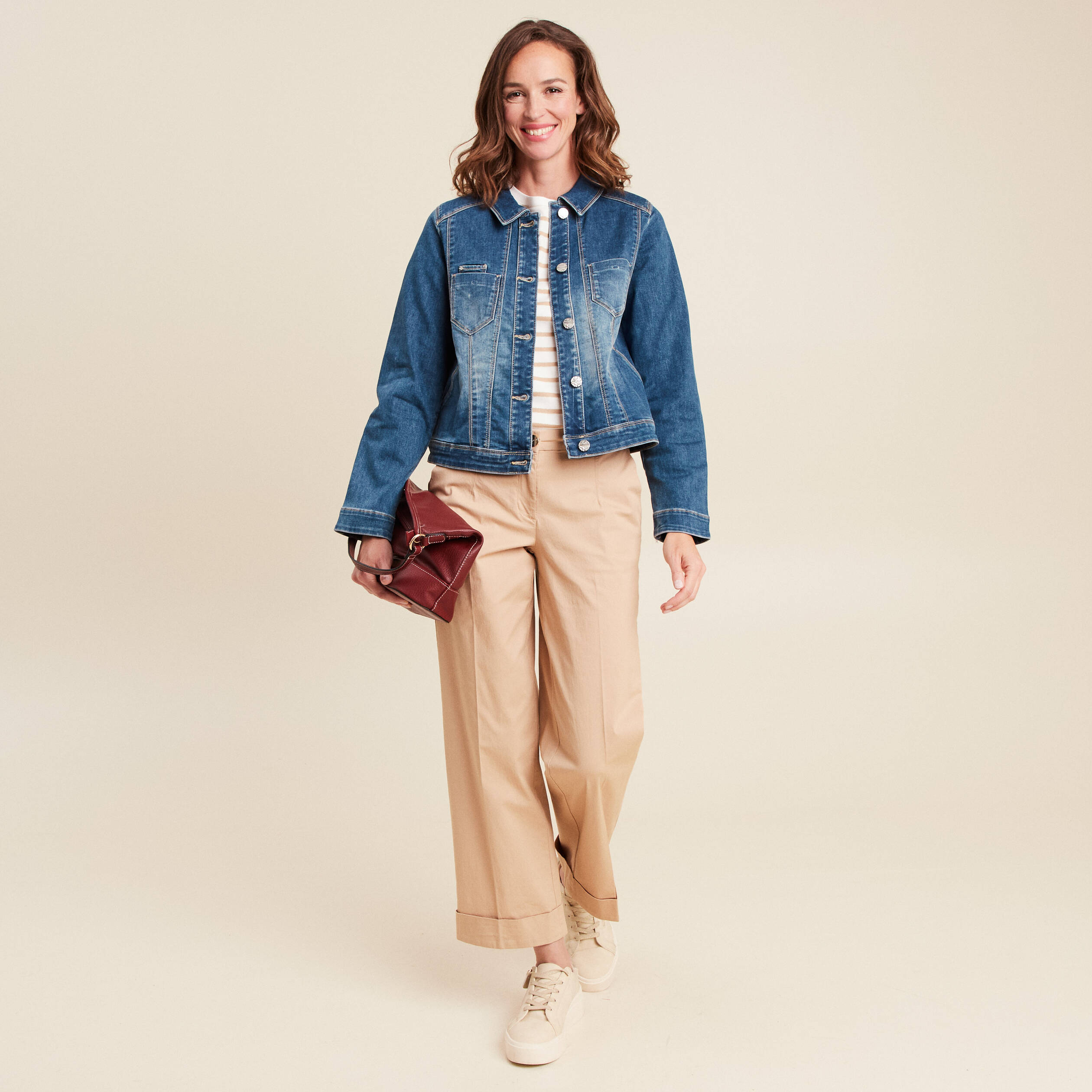 veste jean ajustee manches longues denim double stone femme Veste jean ajustée manches longues denim double stone femme