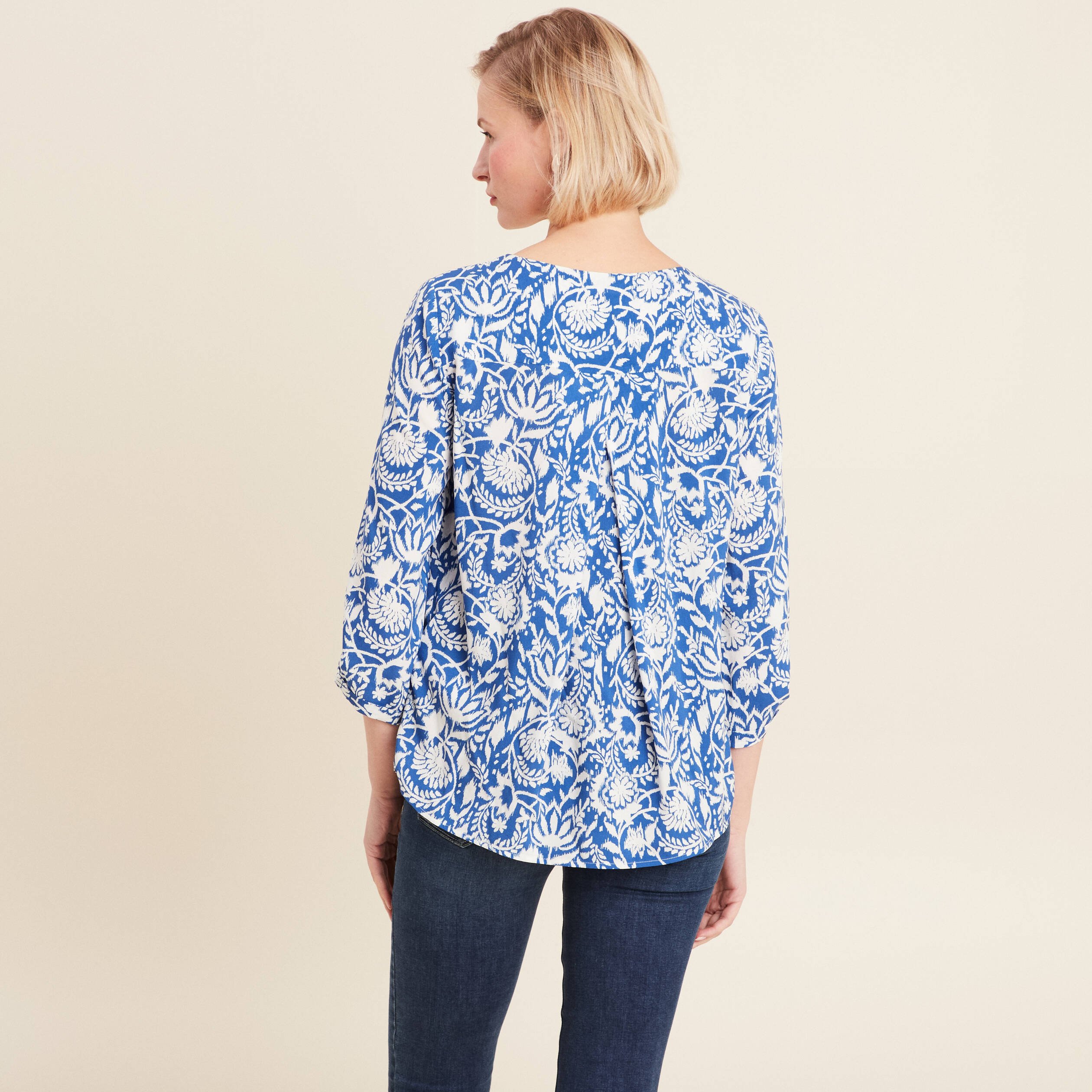 blouse manches 34 bleu femme Blouse manches 3/4 bleu femme