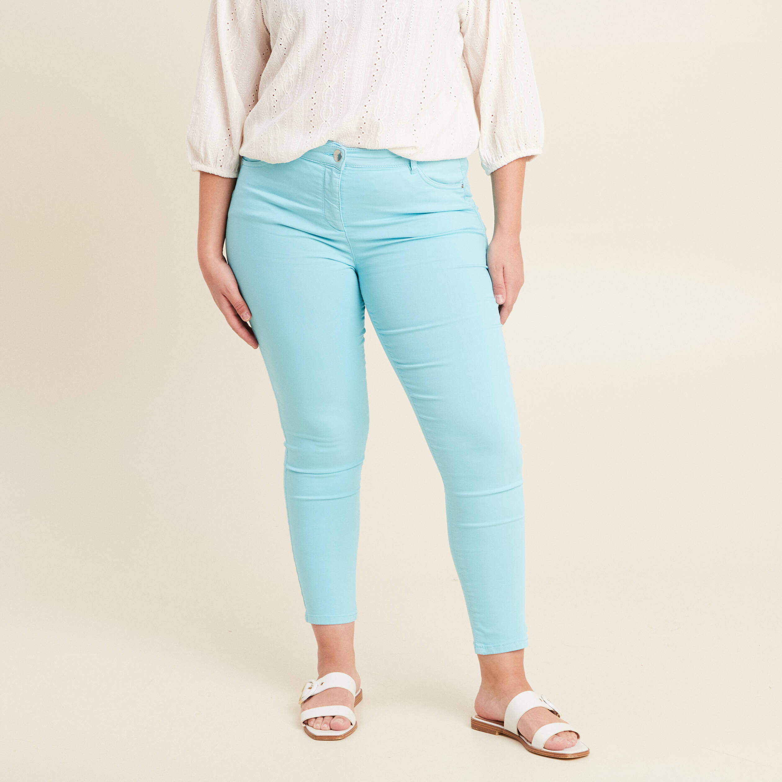 pantalon leger taille standard 78eme bleu femme Pantalon léger taille standard 7/8ème bleu femme