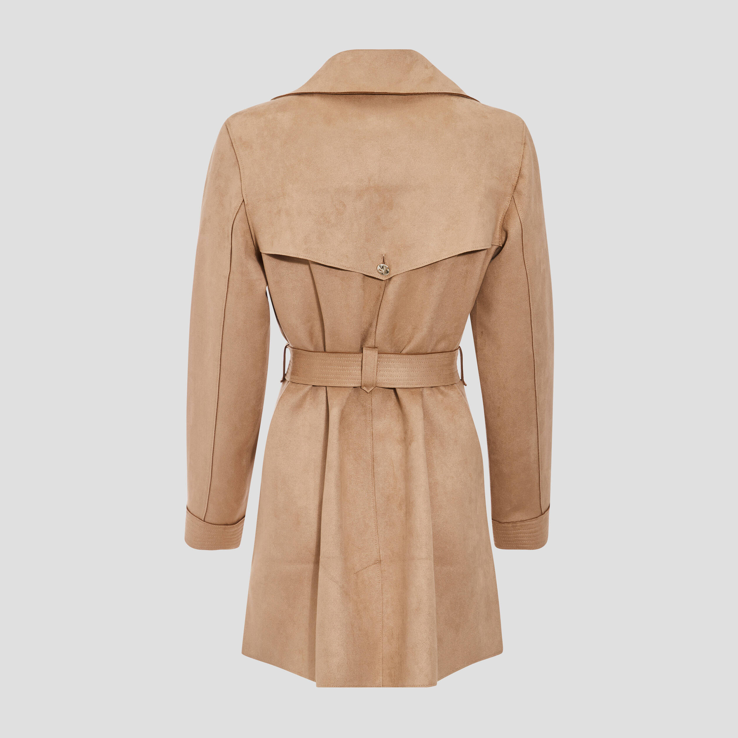 trench droit effet suedine marron femme Trench droit effet suédine marron femme