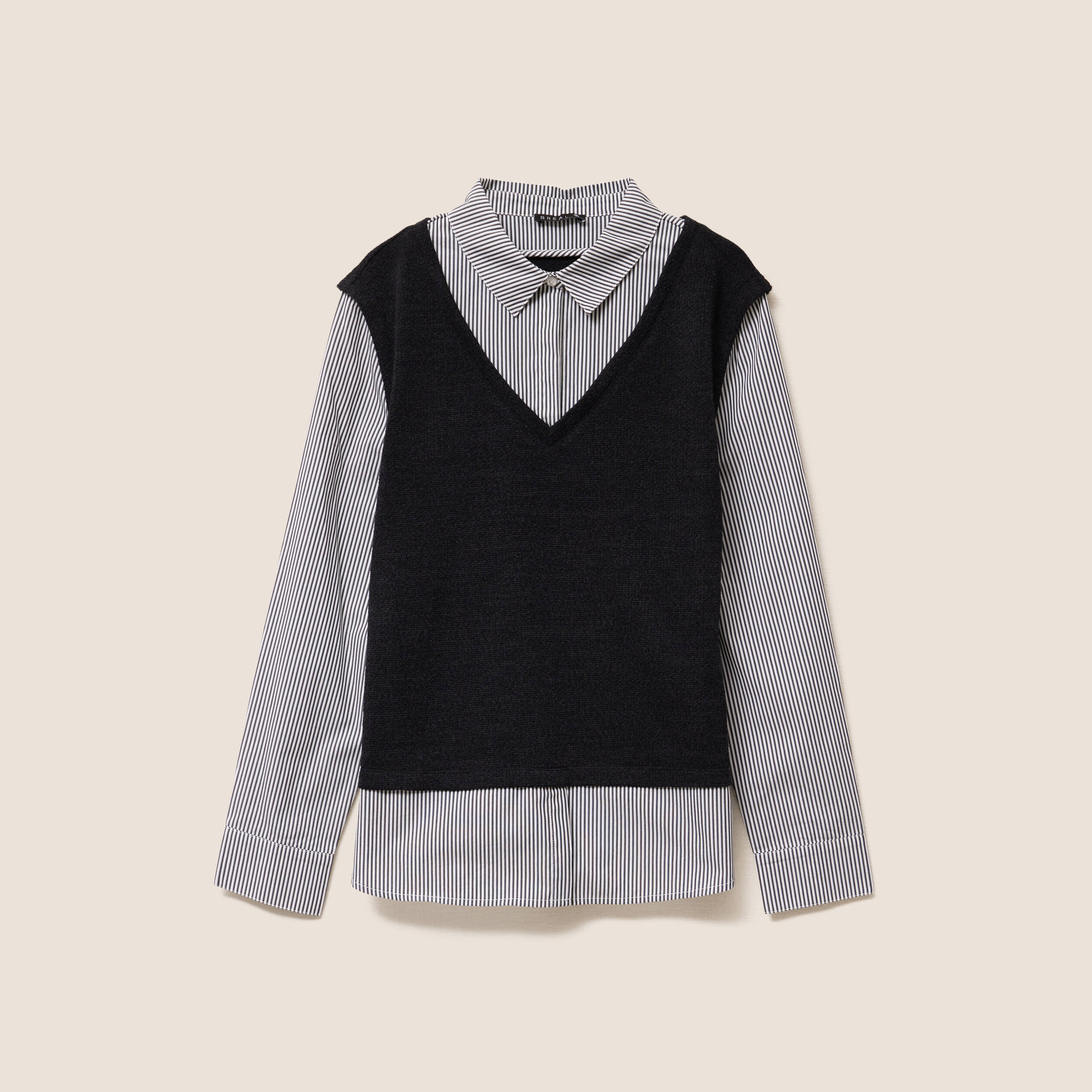 Sweater Vest Pull Noir Femme H&m Pull Effet 2-en-1 Chemise