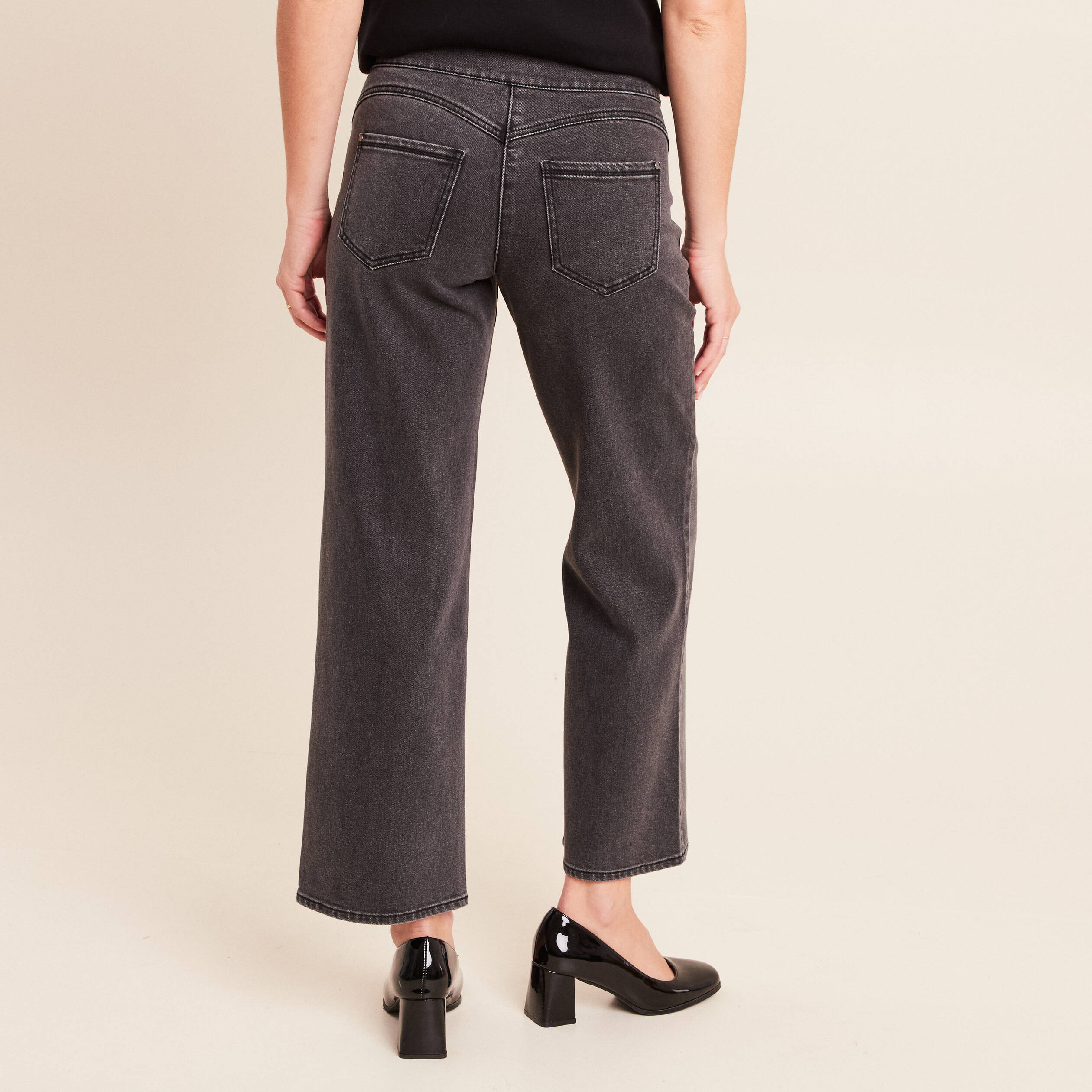 Jean large 7/8&egrave;me denim gris femme