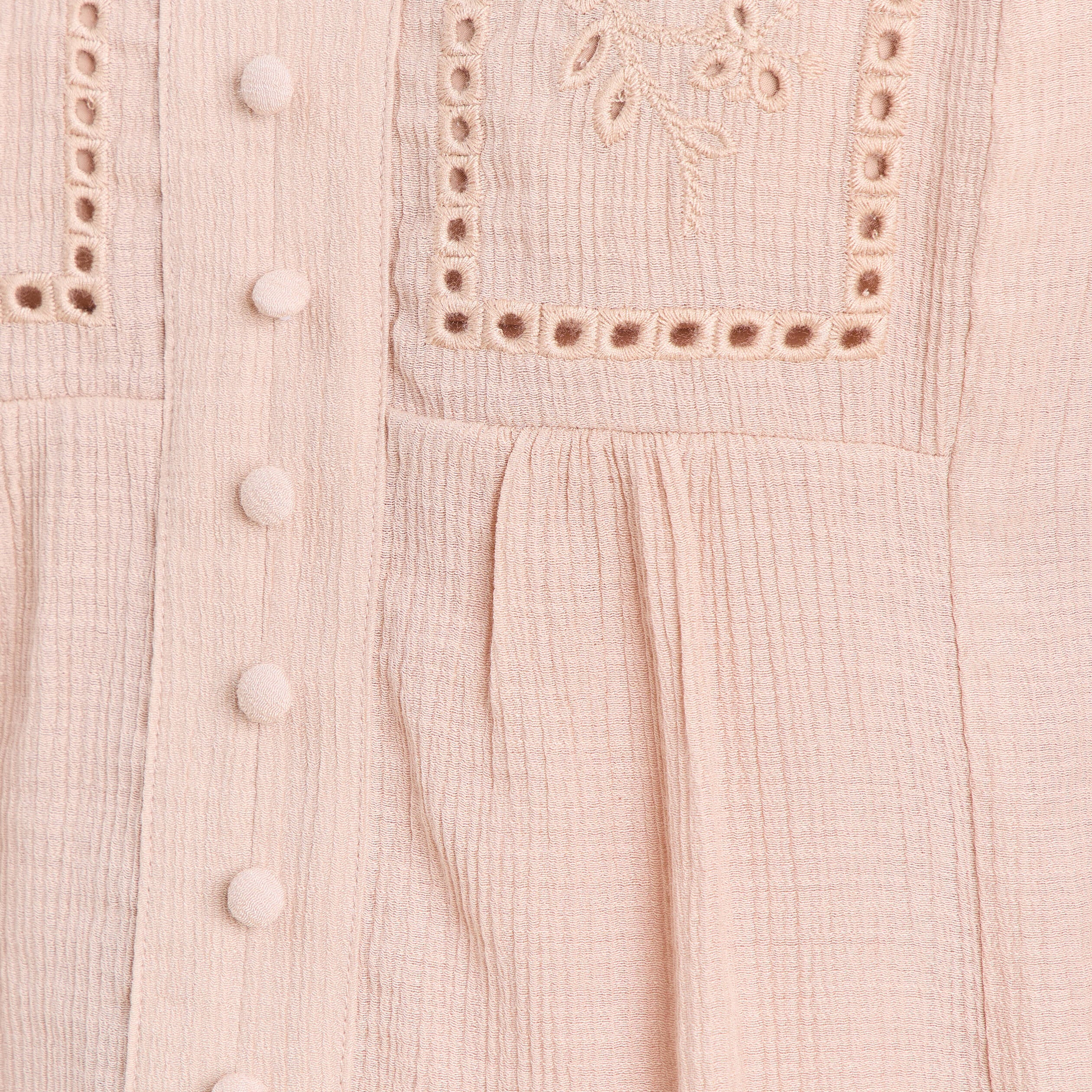 Chemise ample courte avec broderie sable femme