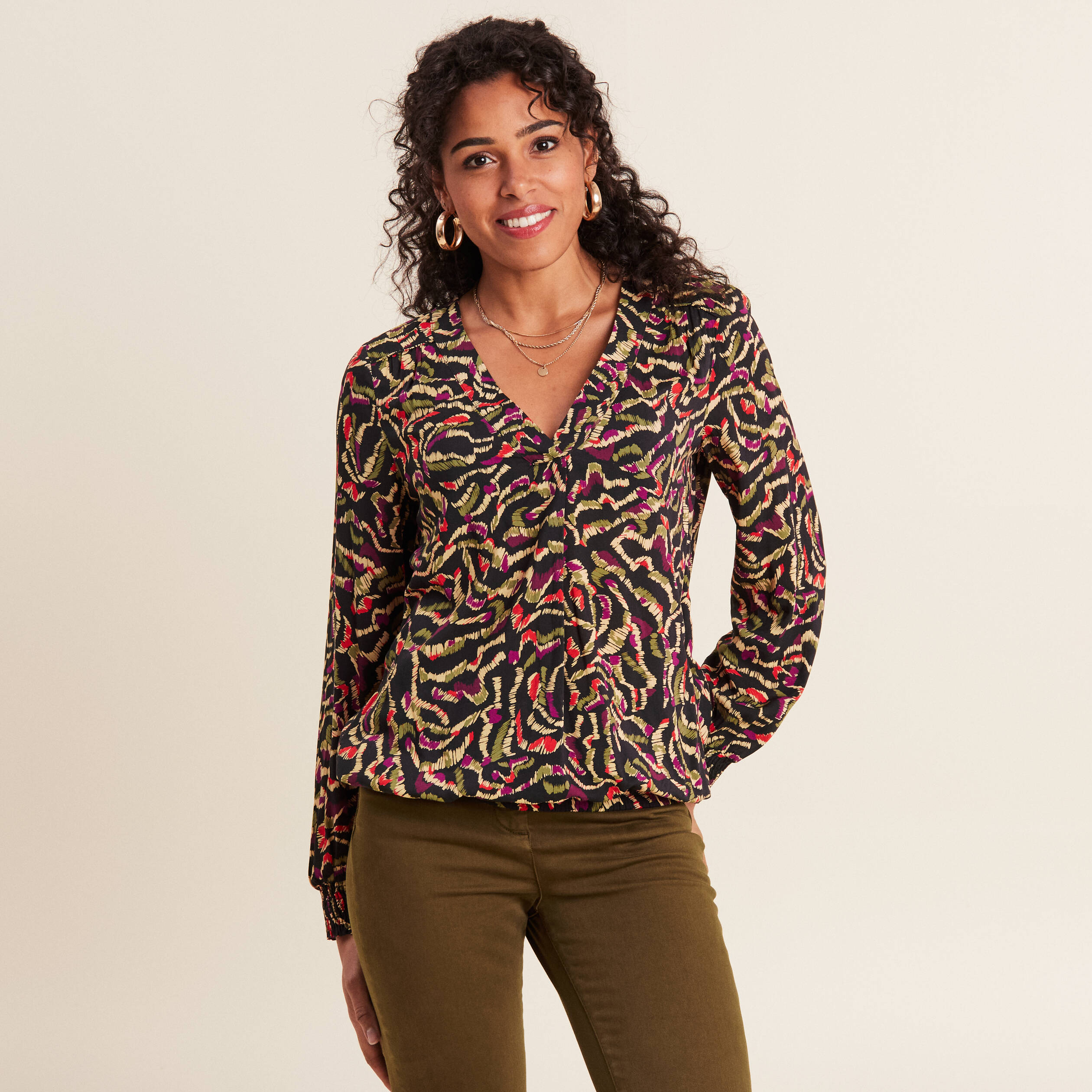 blouse manches longues vert kaki femme Blouse manches longues vert kaki femme