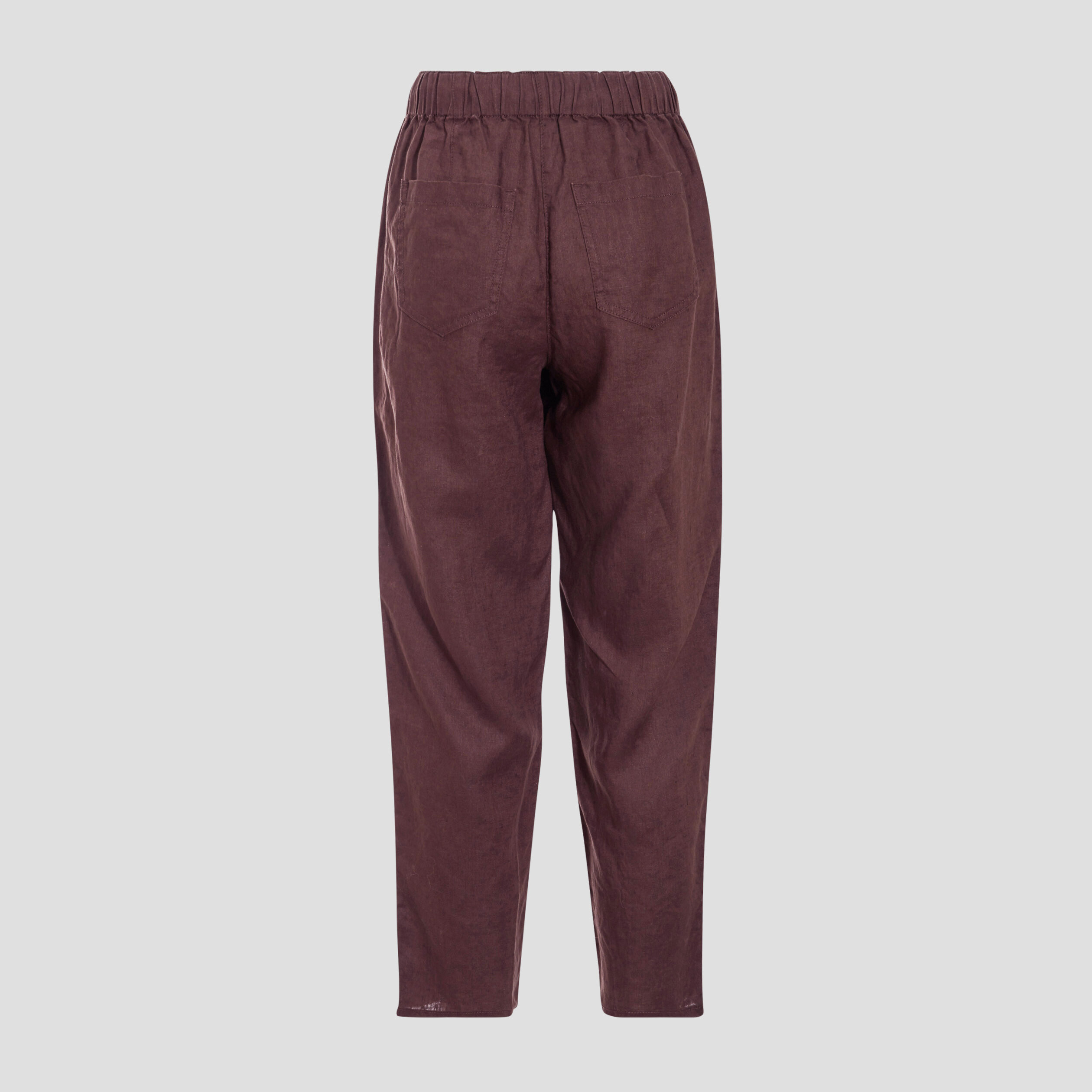 pantalon battle en lin marron fonce femme Pantalon battle en lin marron foncé femme