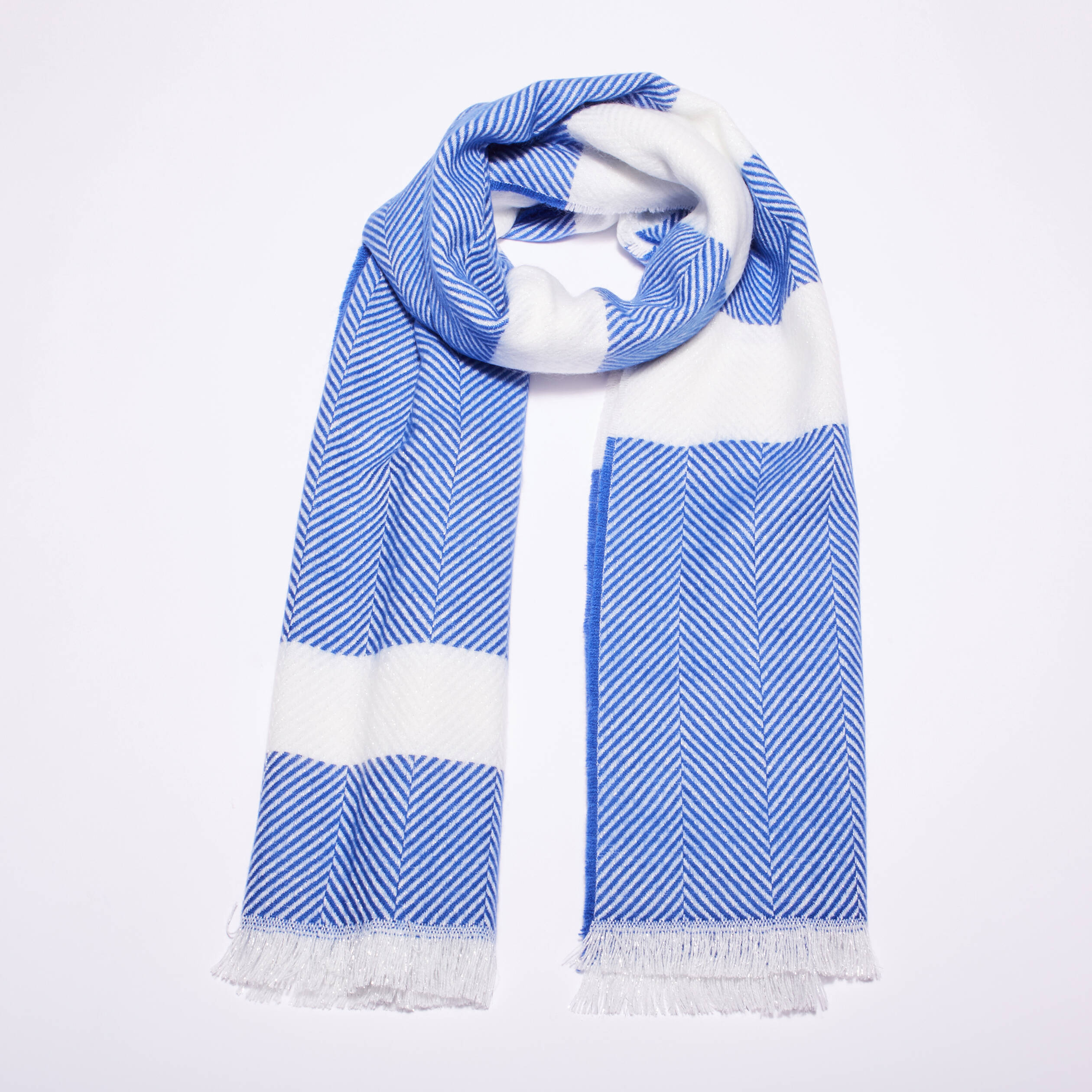 Écharpe à franges bleu electrique femme