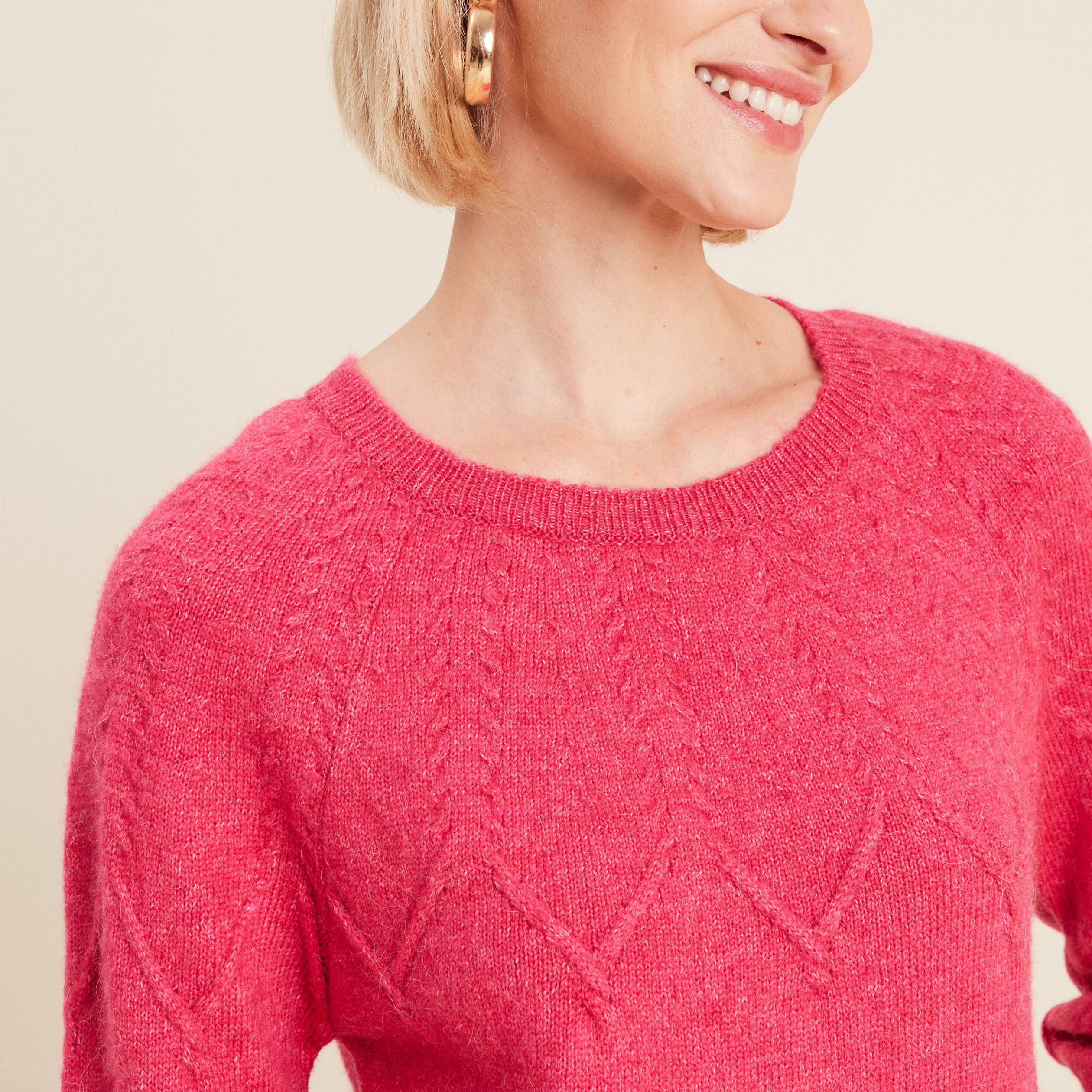 pull manches longues rose framboise femme Pull manches longues rose framboise femme