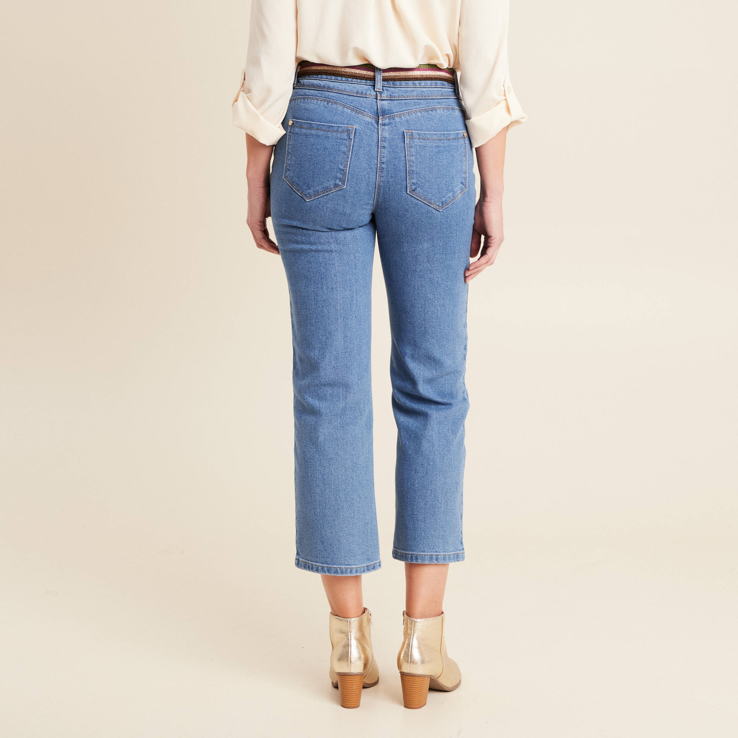 jean large ceinture denim double stone femme Jean large ceinturé denim double stone femme