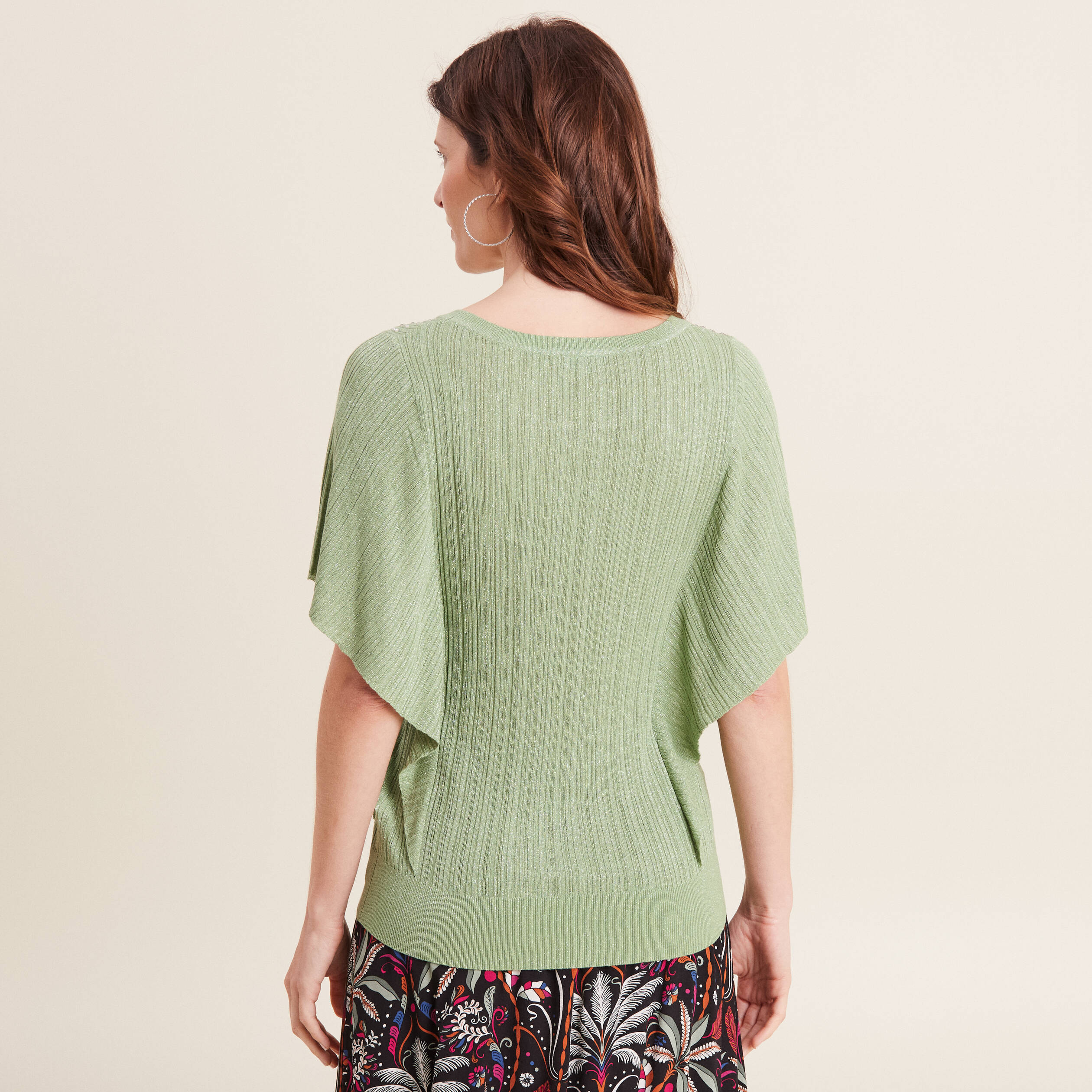 pull manches courtes papillons vert emeraude femme Pull manches courtes papillons vert émeraude femme