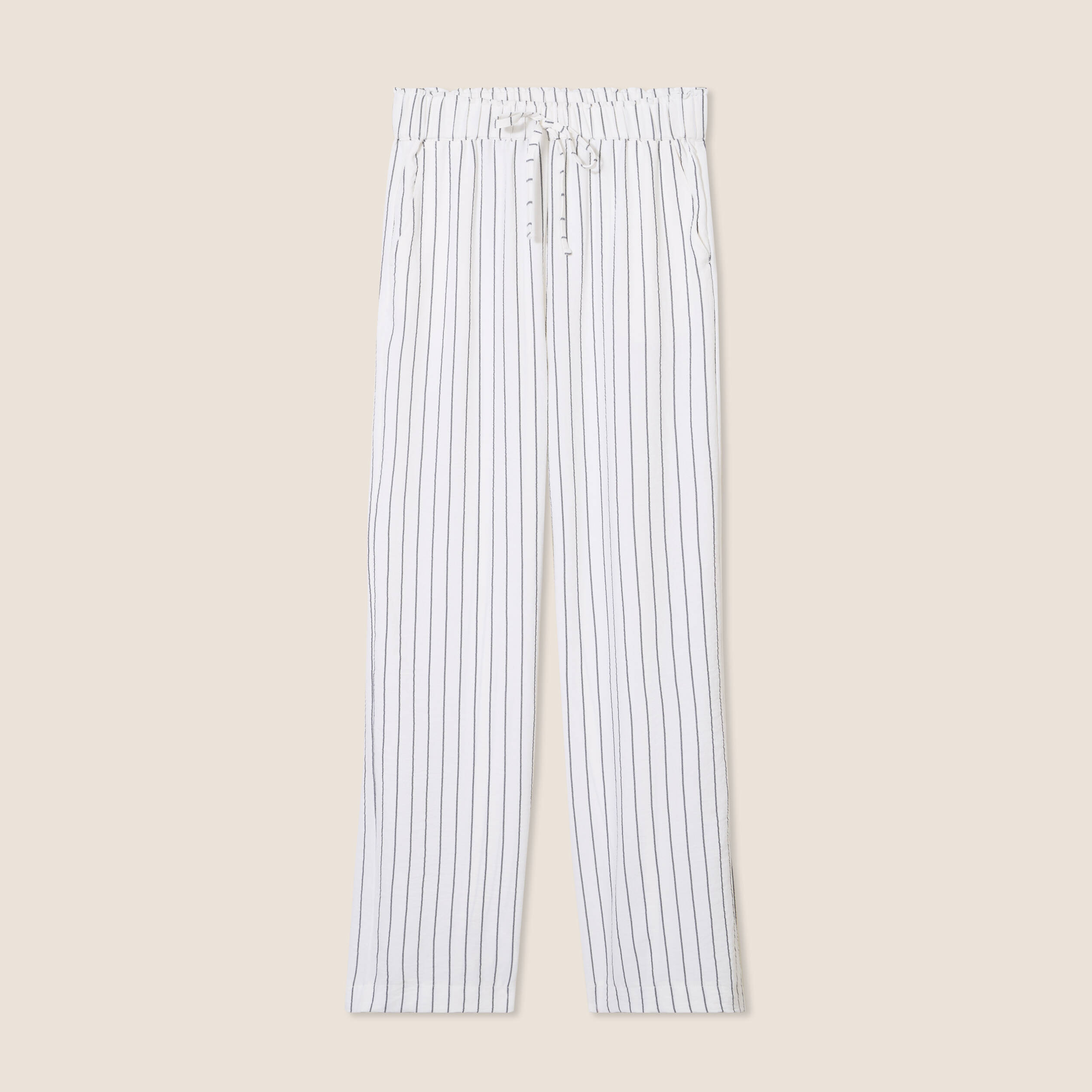 Pantalon large taille haute gris fonc&eacute; femme