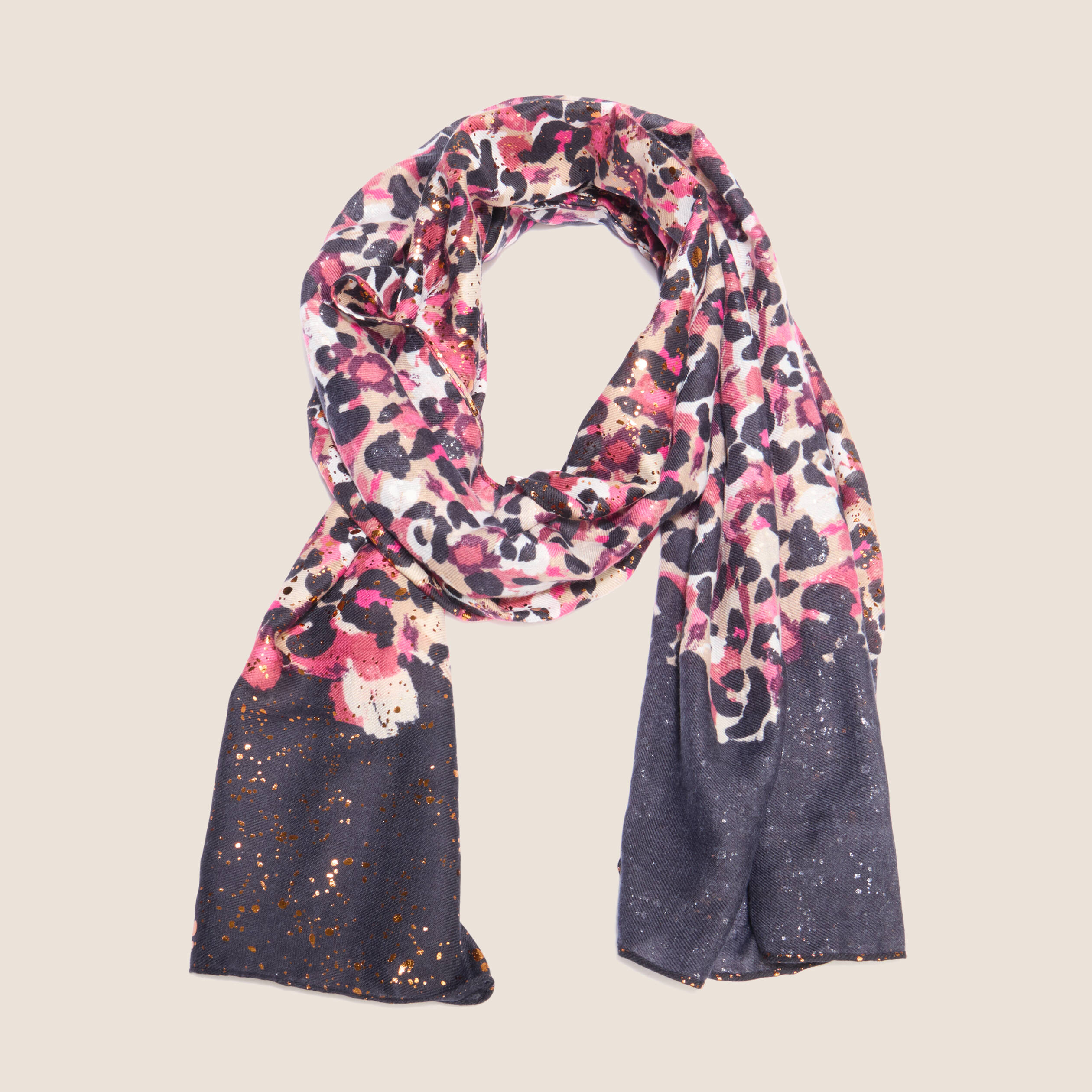 Foulard imprim&eacute; en polyester recycl&eacute; bordeaux femme