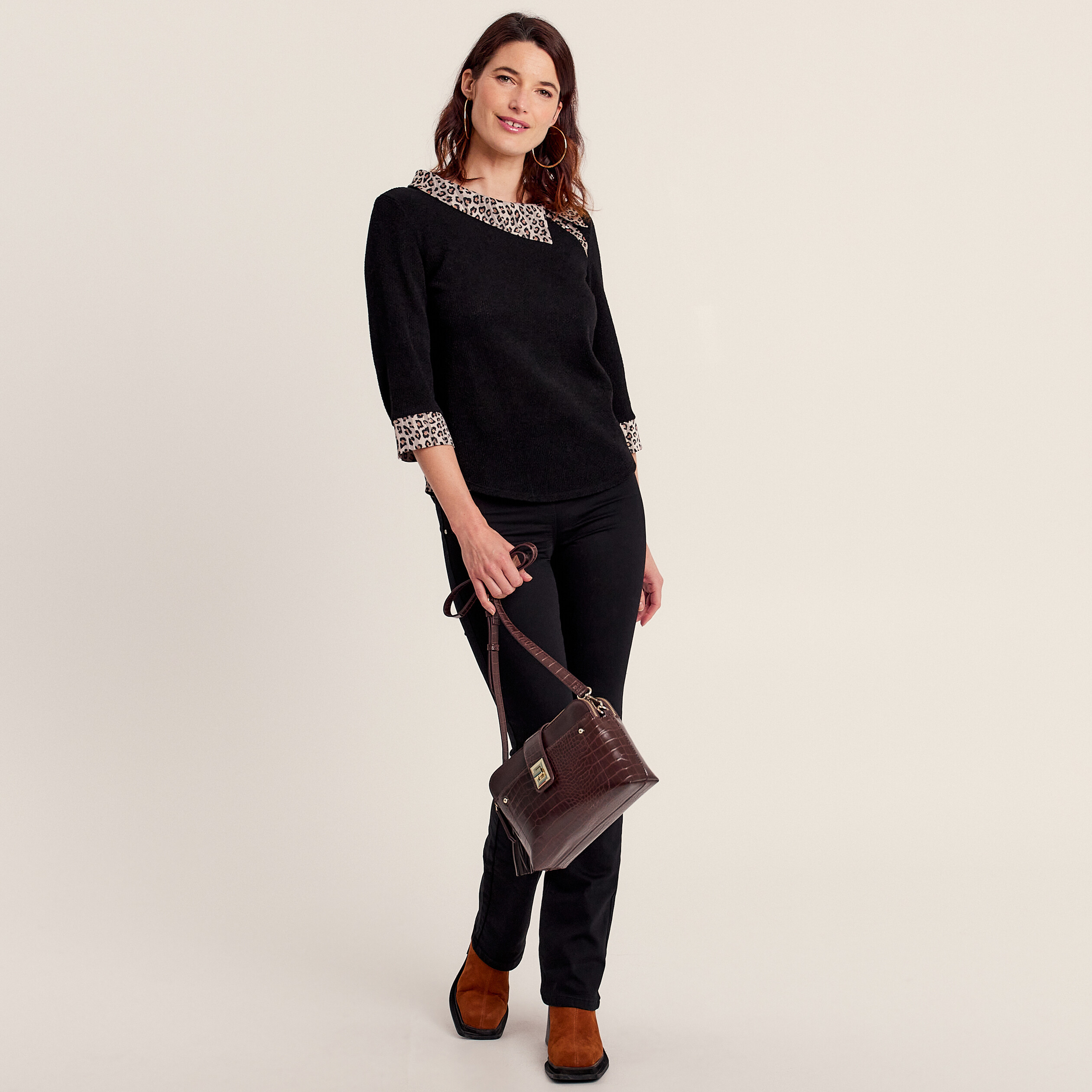 T-shirt manches 3/4 ecru femme