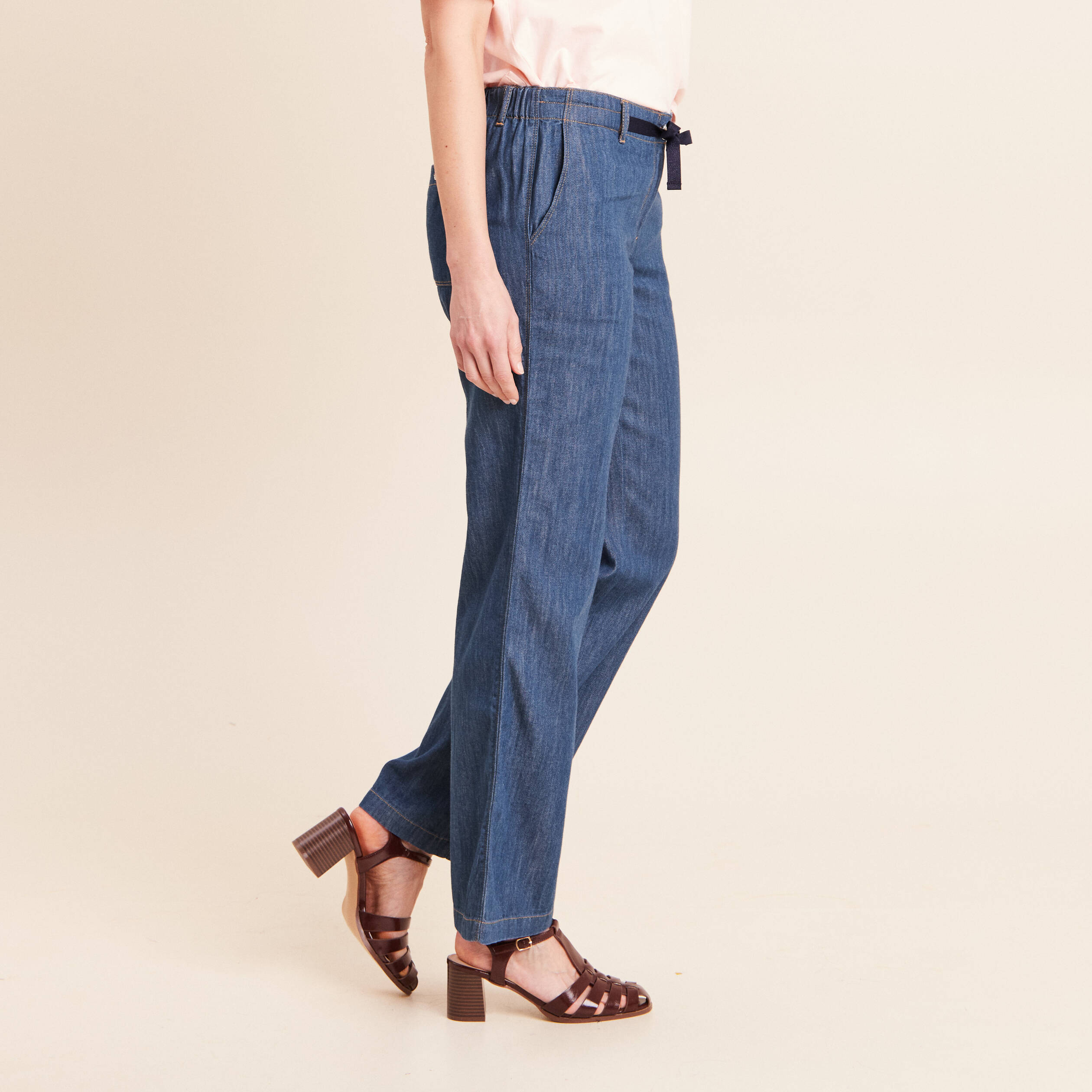 Jean large et fluide denim stone femme
