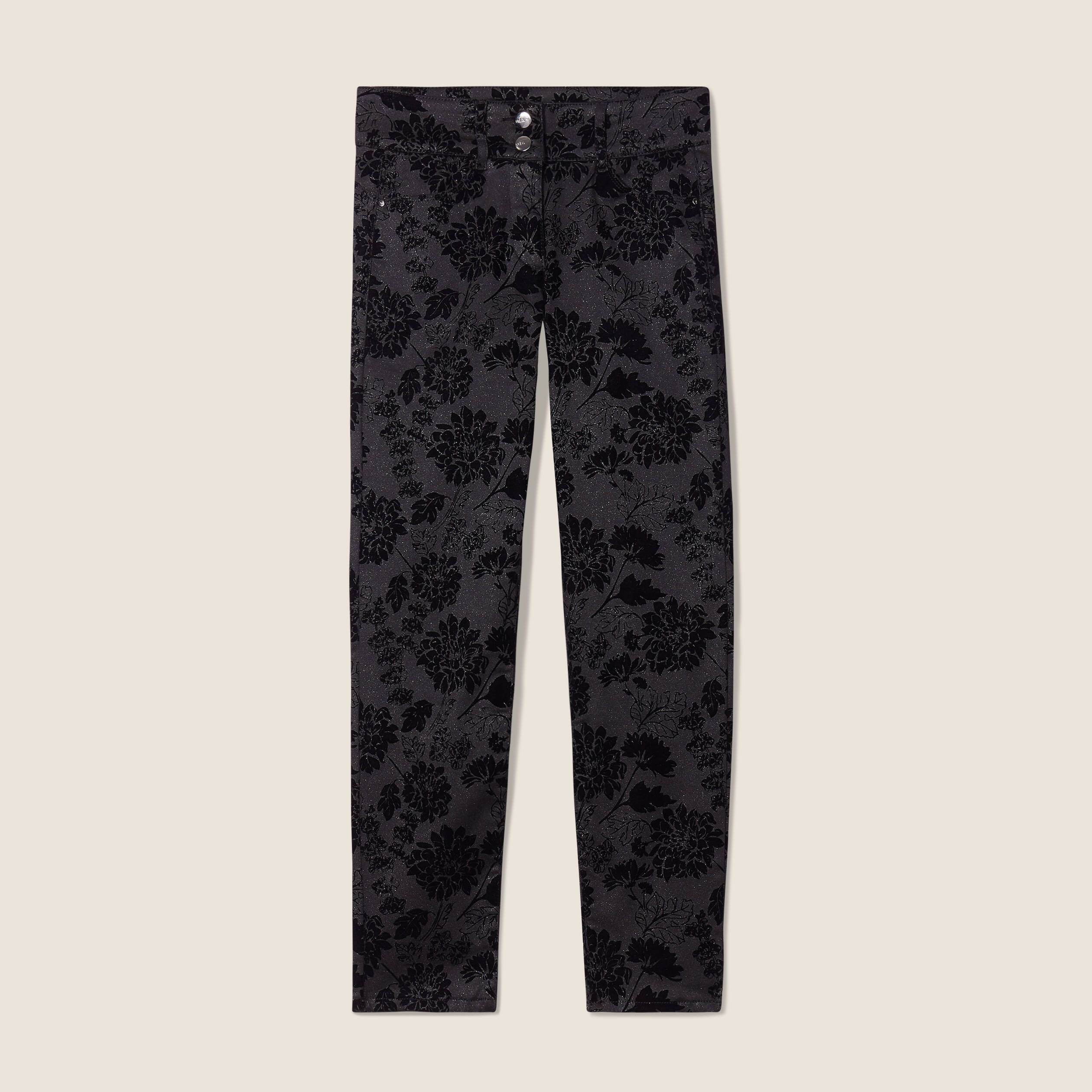 Pantalon ajusté enduit 7/8ème noir femme