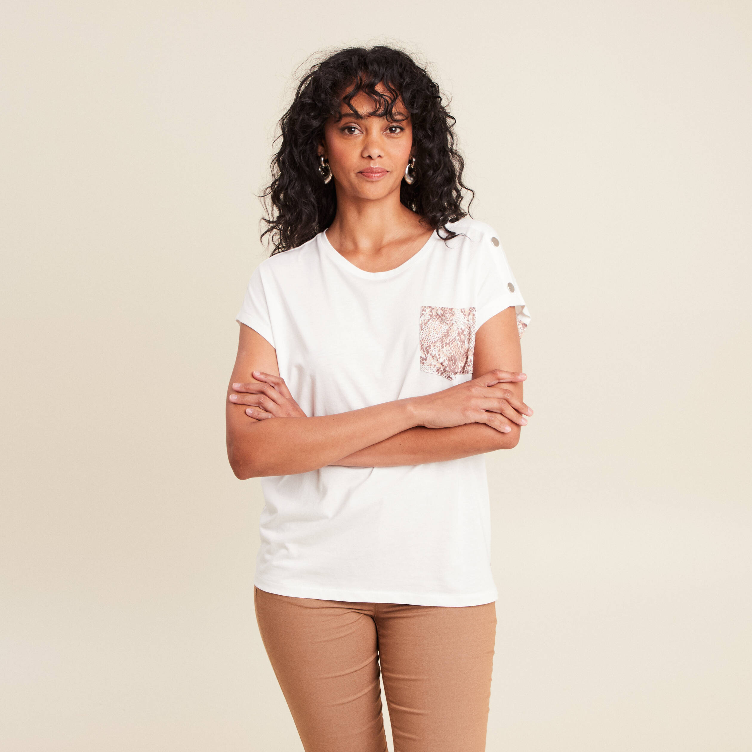 t shirt col rond manches courtes ecru femme t-shirt col rond manches courtes ecru femme