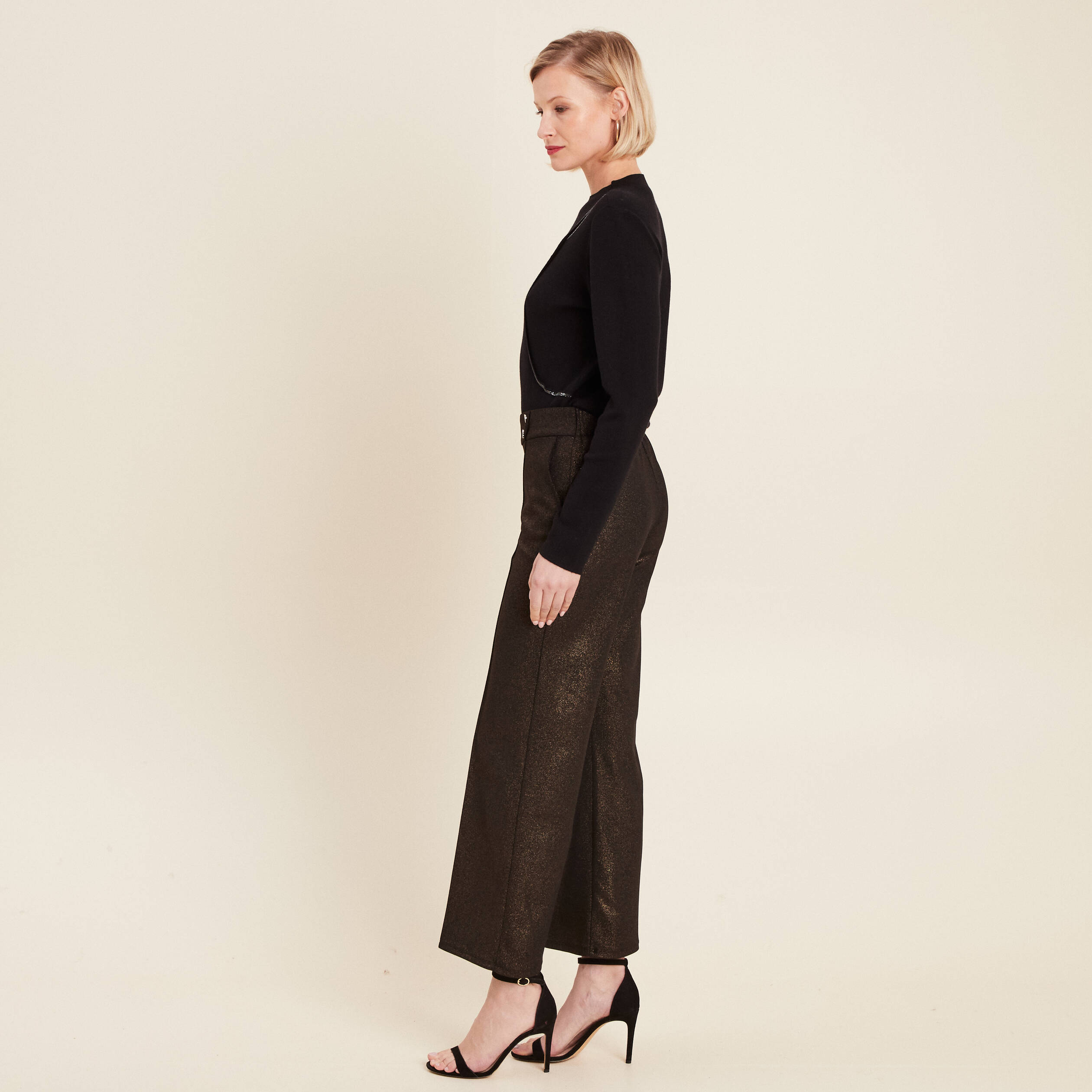 pantalon large paillettes noir femme Pantalon large paillettes noir femme
