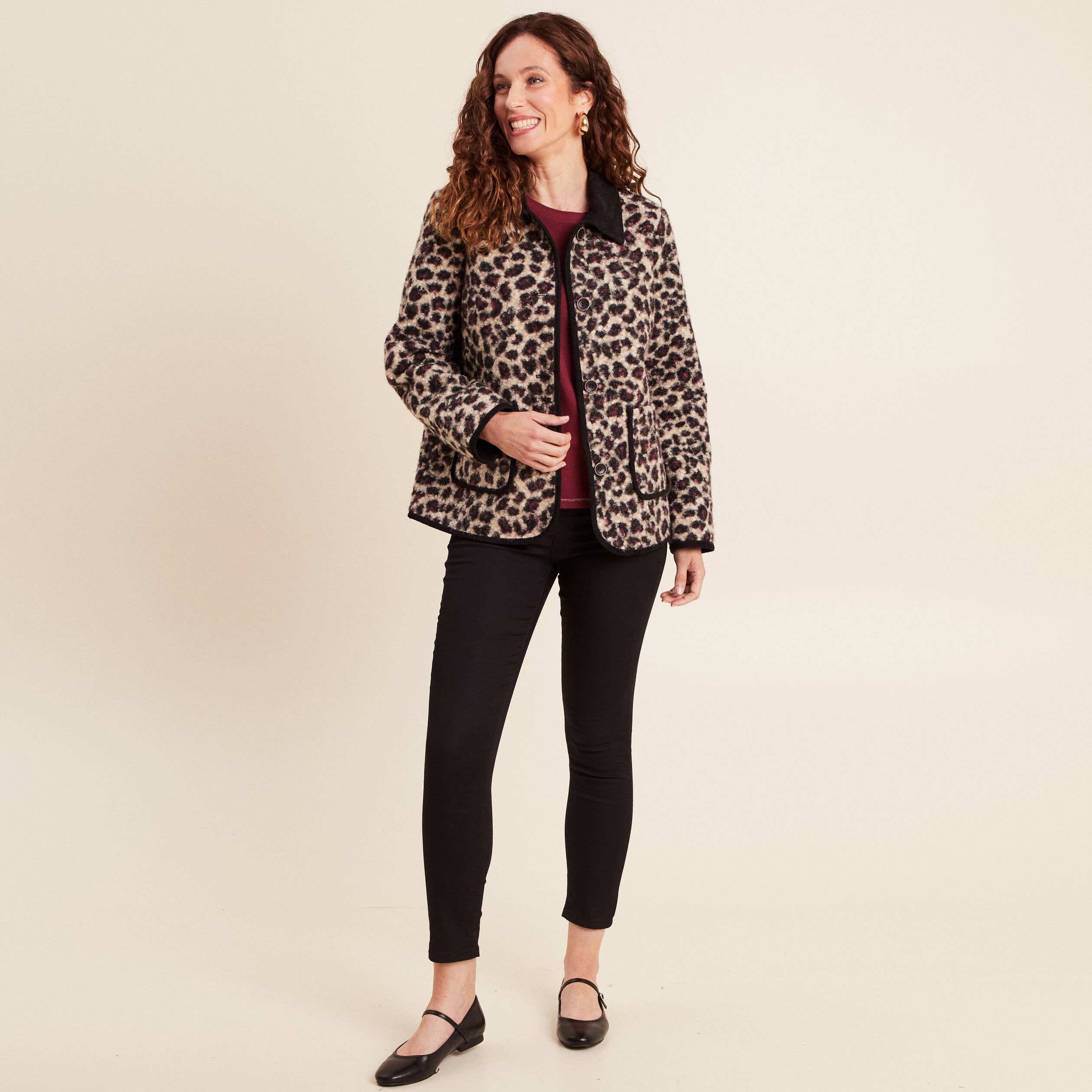 Manteau droit beige femme