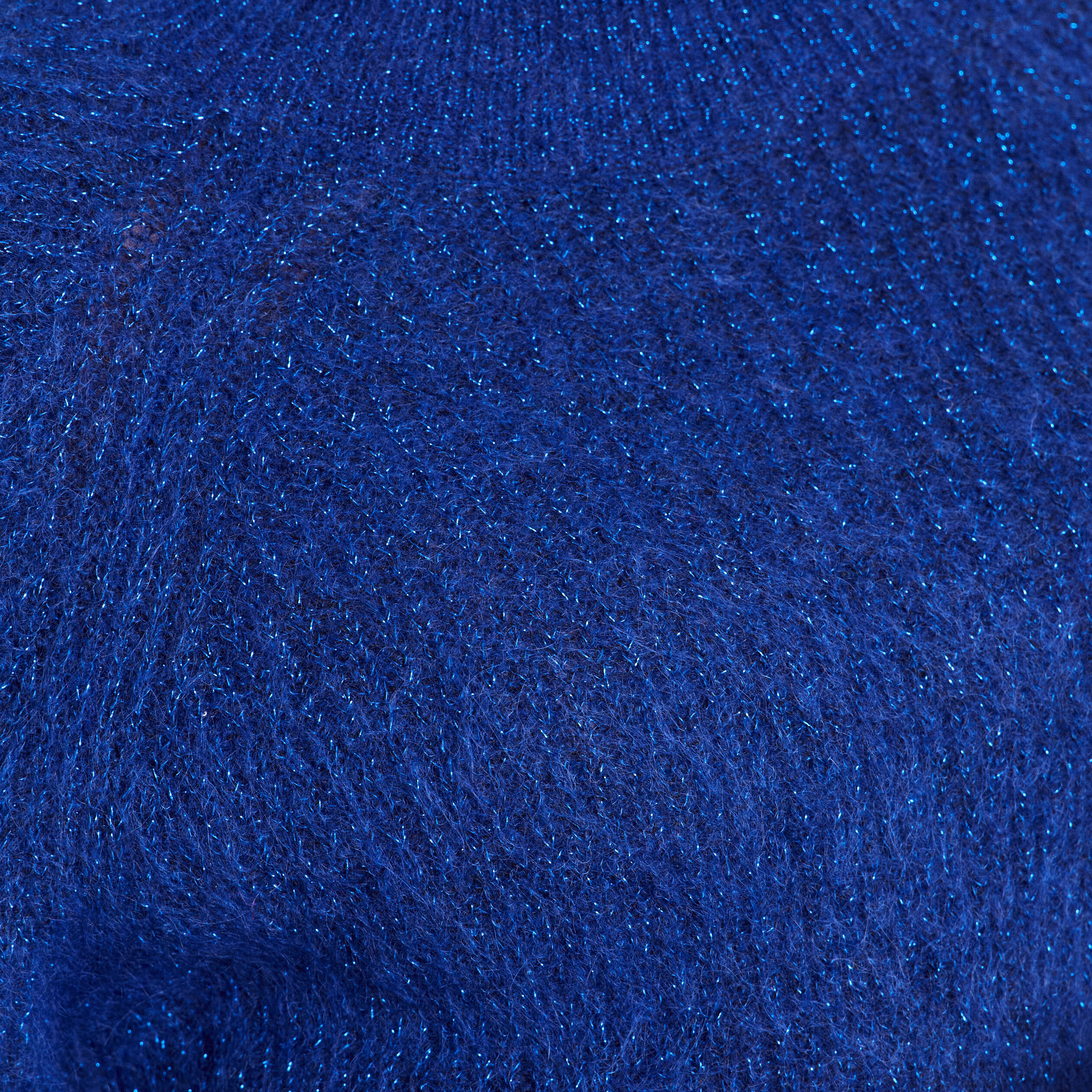 Pull droit col montant manches longues bleu electrique femme