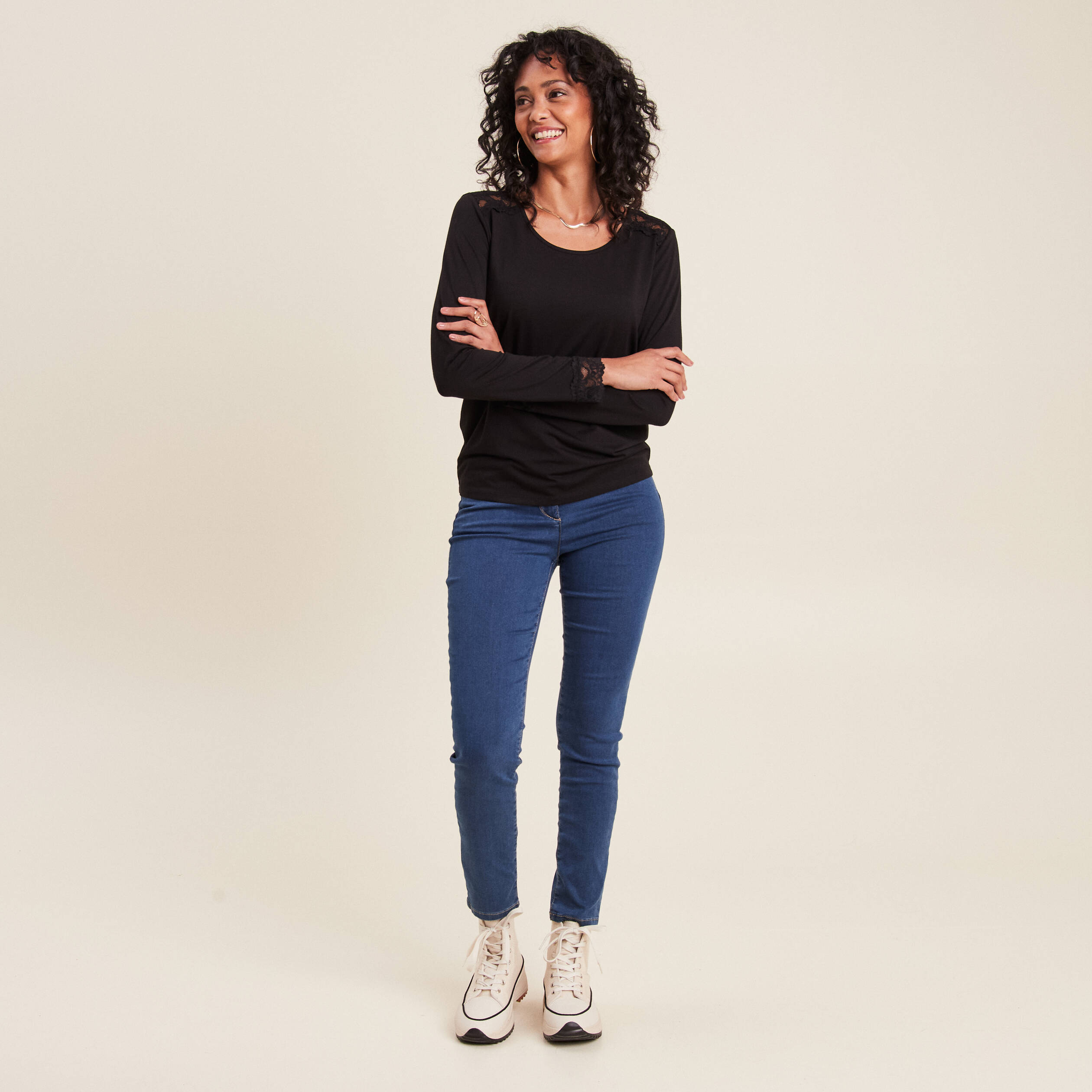 t shirt thermo douceur manches longues noir femme T-shirt thermo-douceur manches longues noir femme