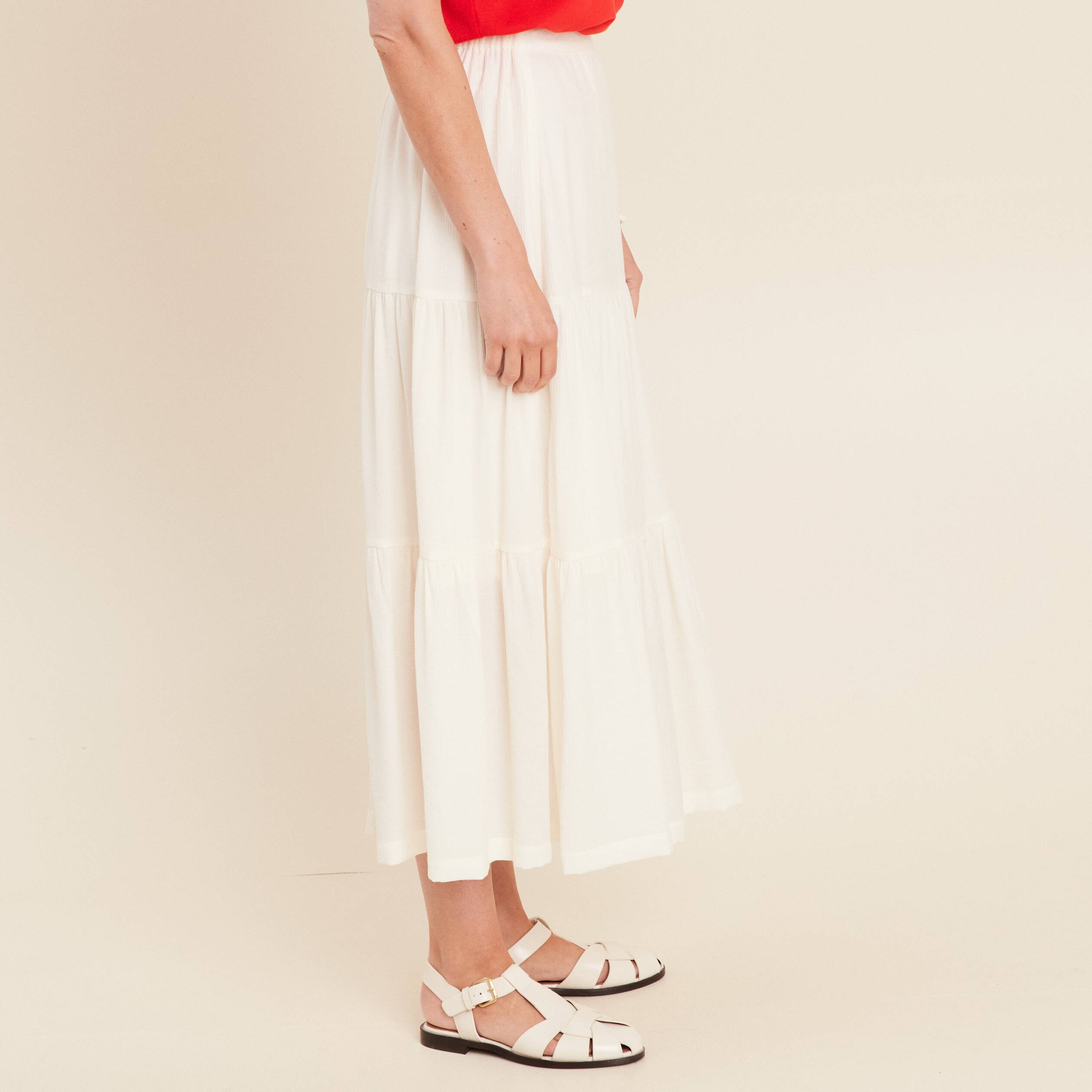 jupe longue evasee ecru femme Jupe longue évasée ecru femme