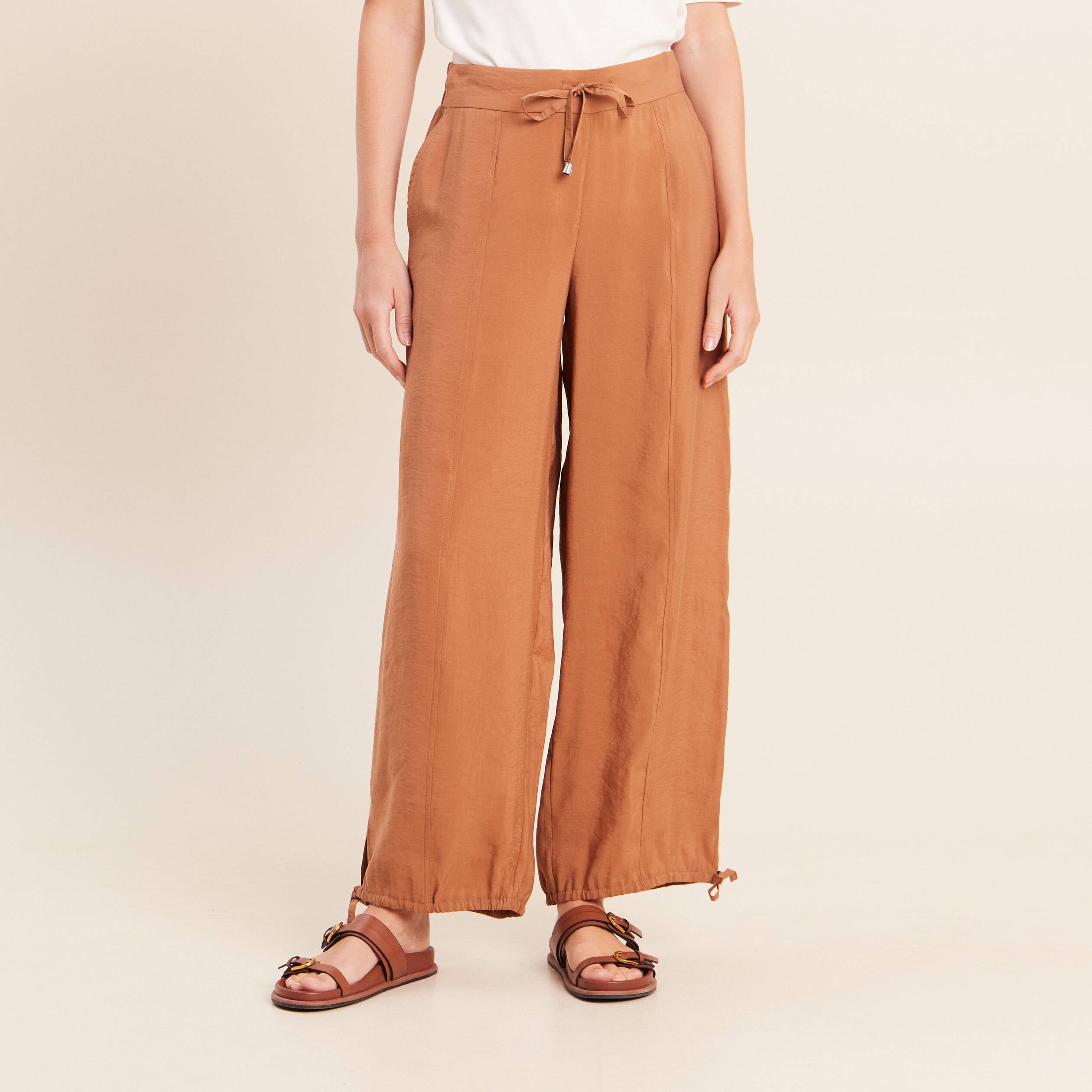 Pantalon bouffant beige femme