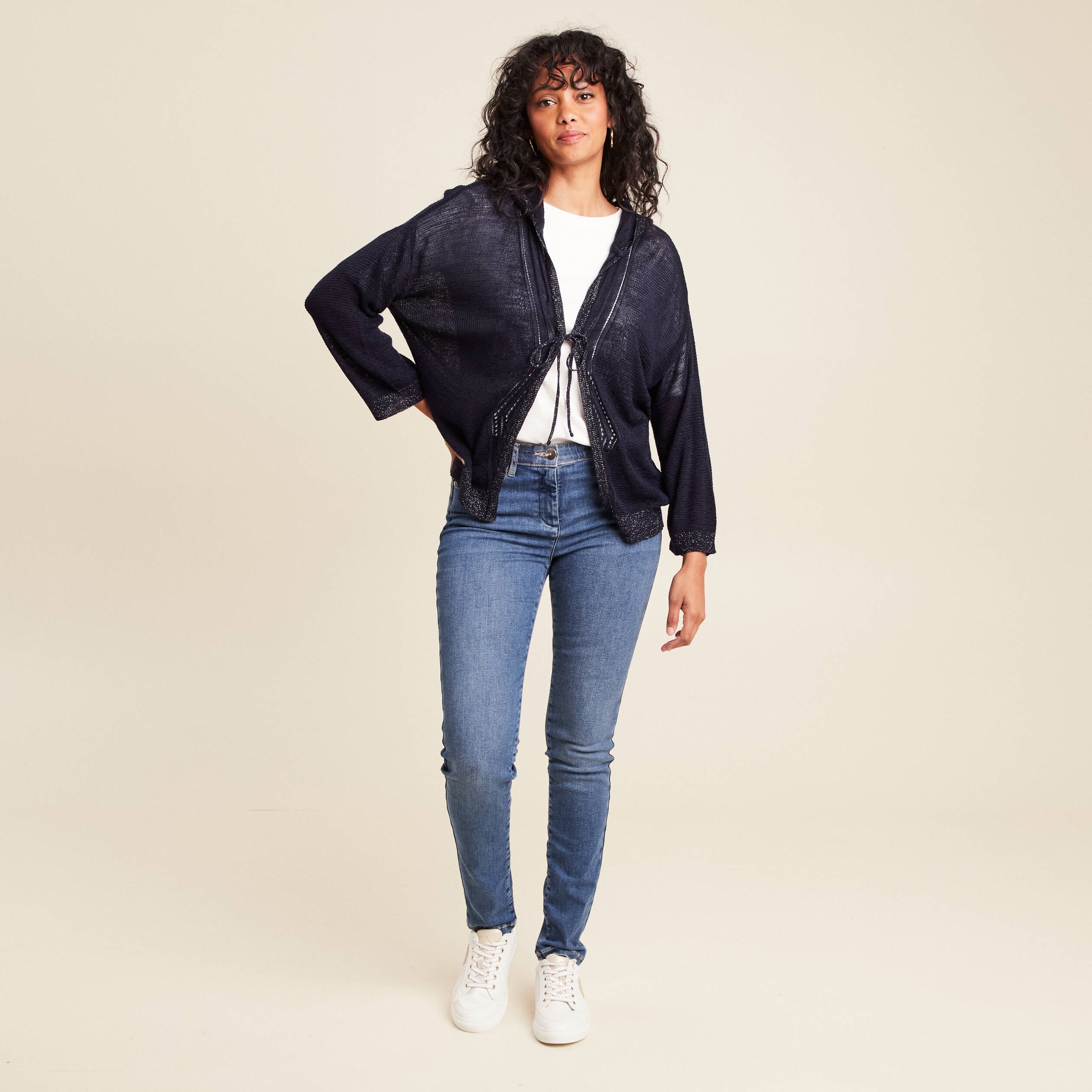 Jean magique L'Unique coupe ajust&eacute;e denim double stone femme
