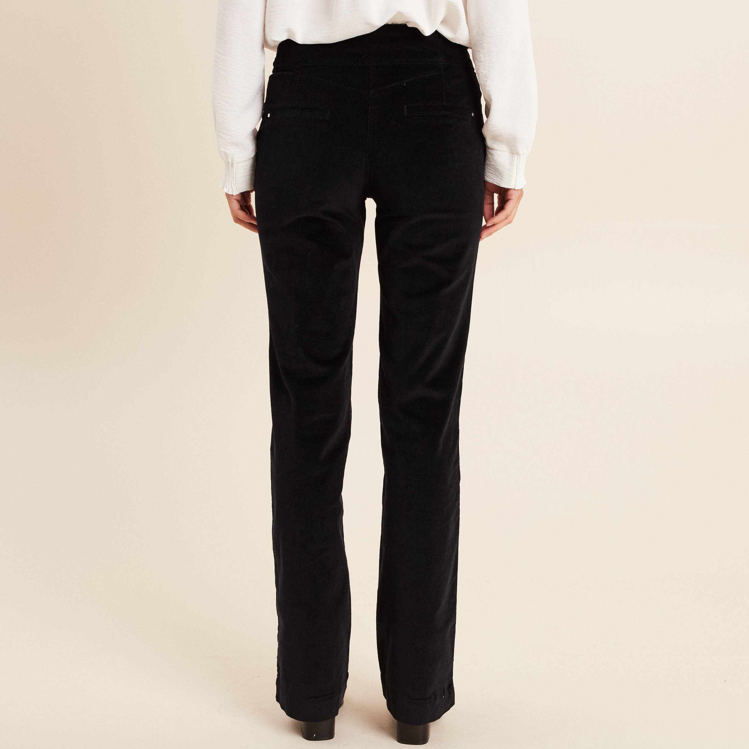 Lot Vêtements Femme Noir T38-40 : Pantalon Rayé Slim Et Corsage - Velours - Très Bon état