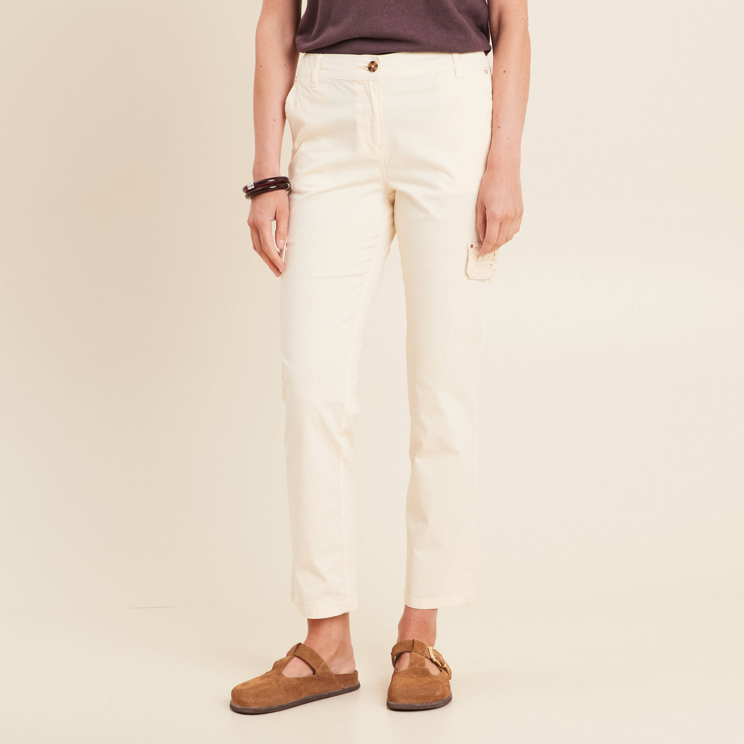 pantalon jogpant 78eme ecru femme Pantalon jogpant 7/8ème ecru femme