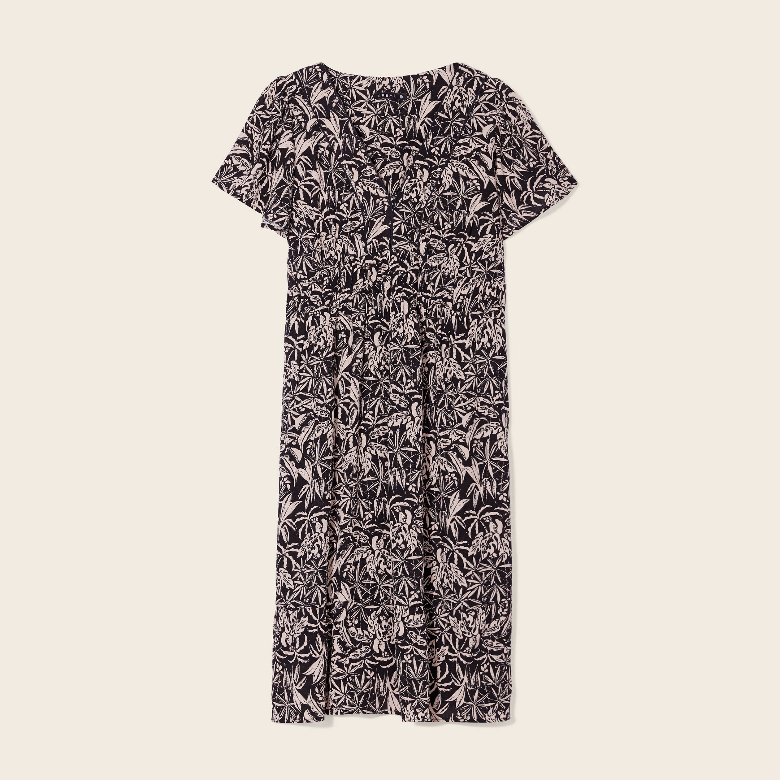 Robe évasée manches courtes noir femme