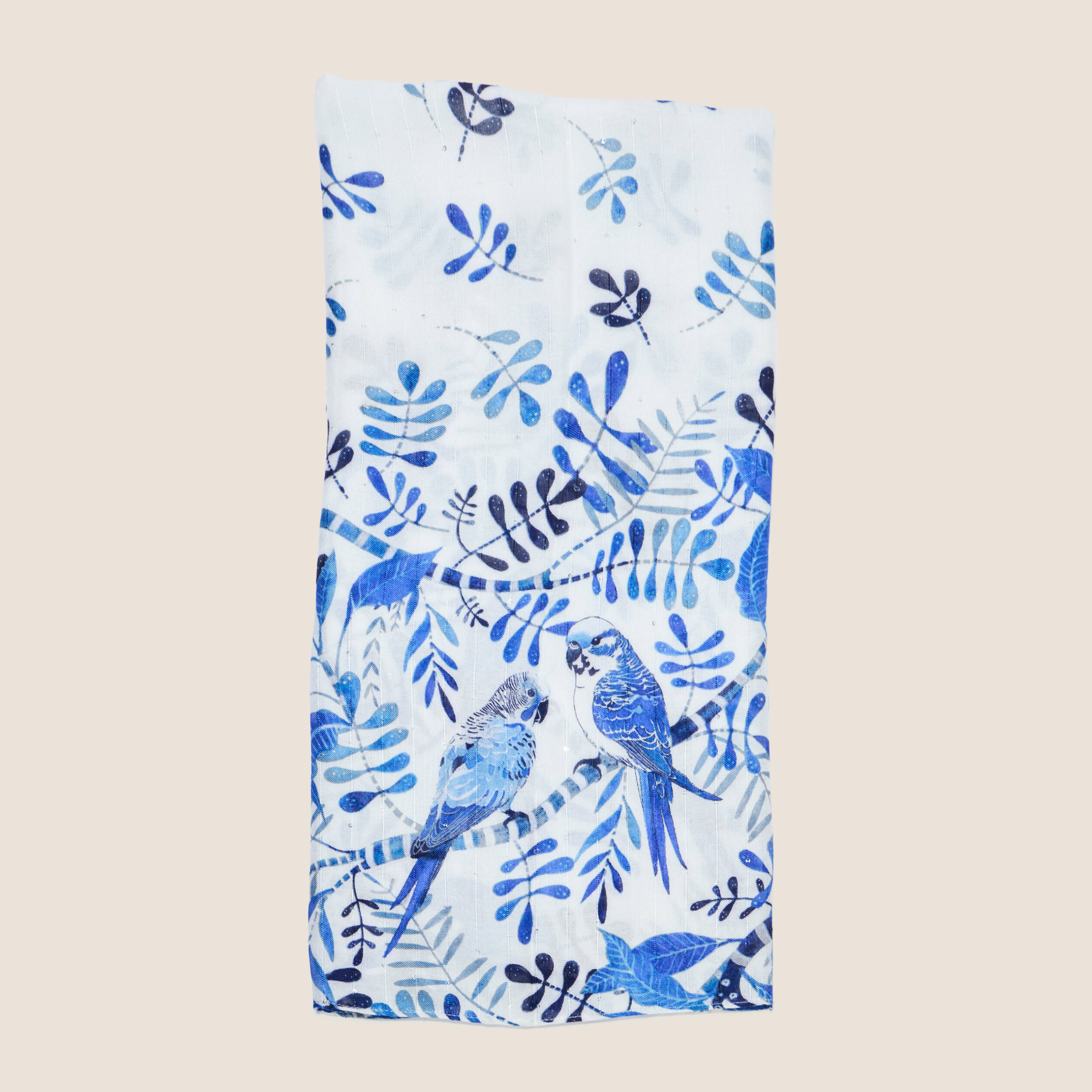 Foulard imprim&eacute; bleu fonc&eacute; femme