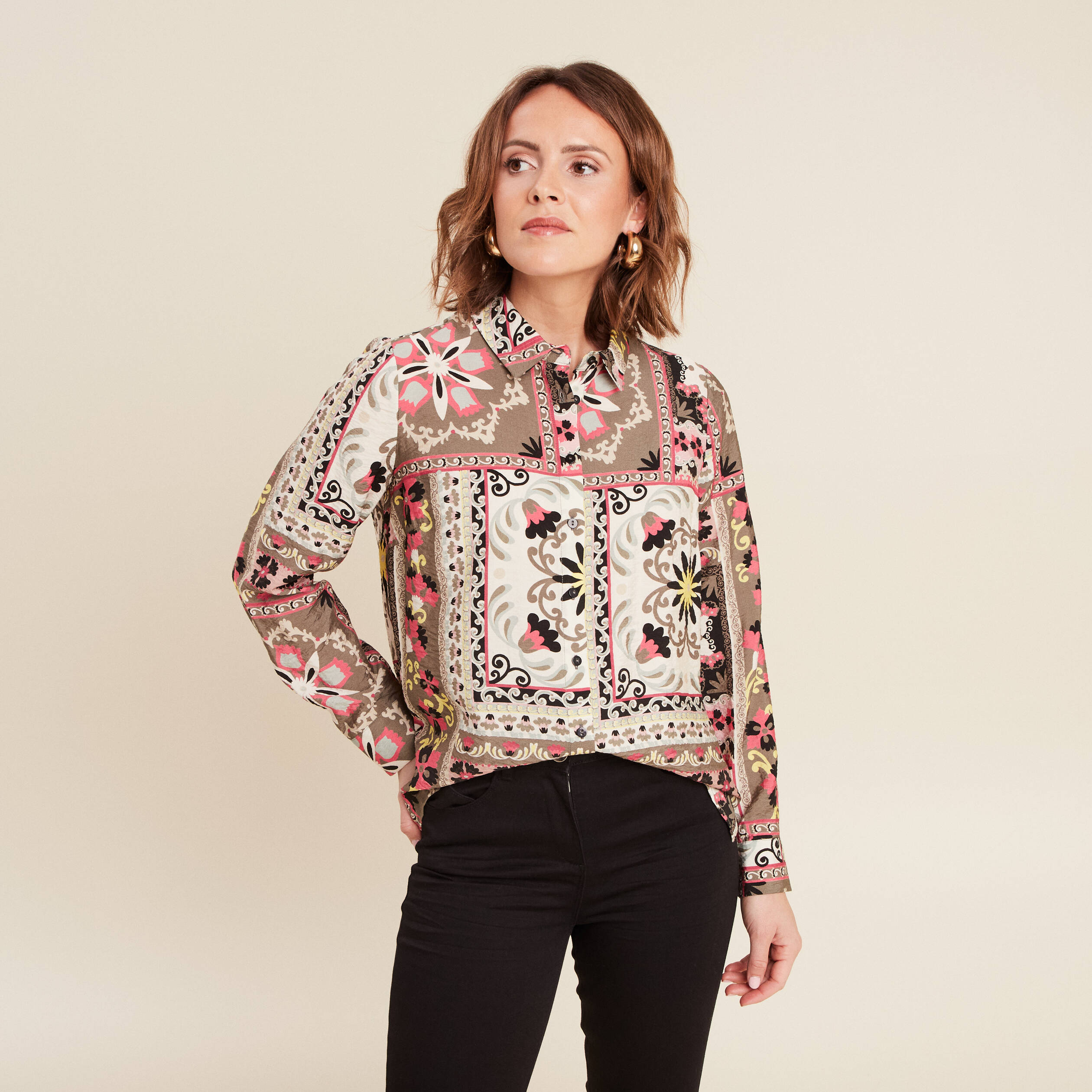 chemise manches longues multicolore femme Chemise manches longues multicolore femme