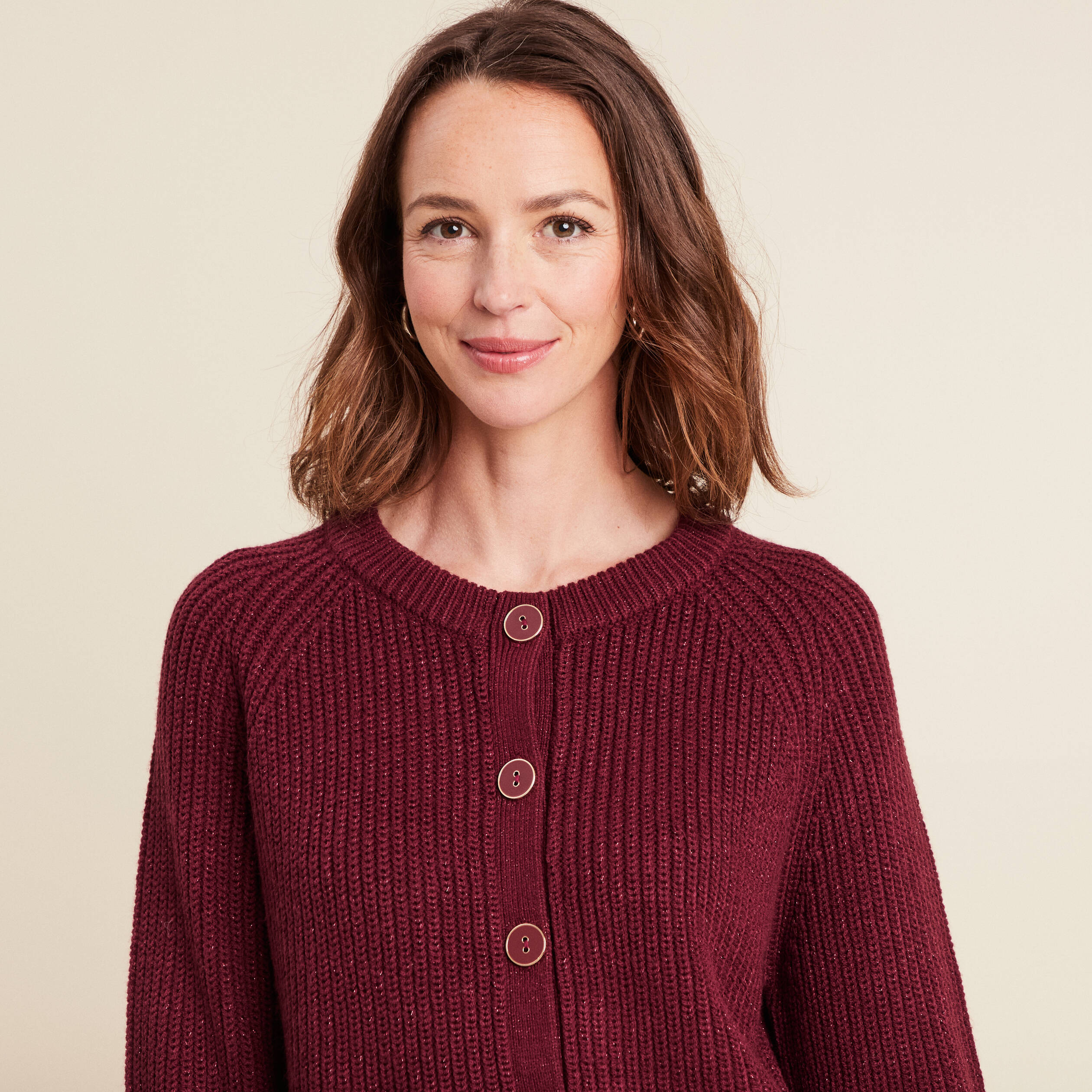 gilet droit mi long col rond bordeaux femme Gilet droit mi-long col rond bordeaux femme