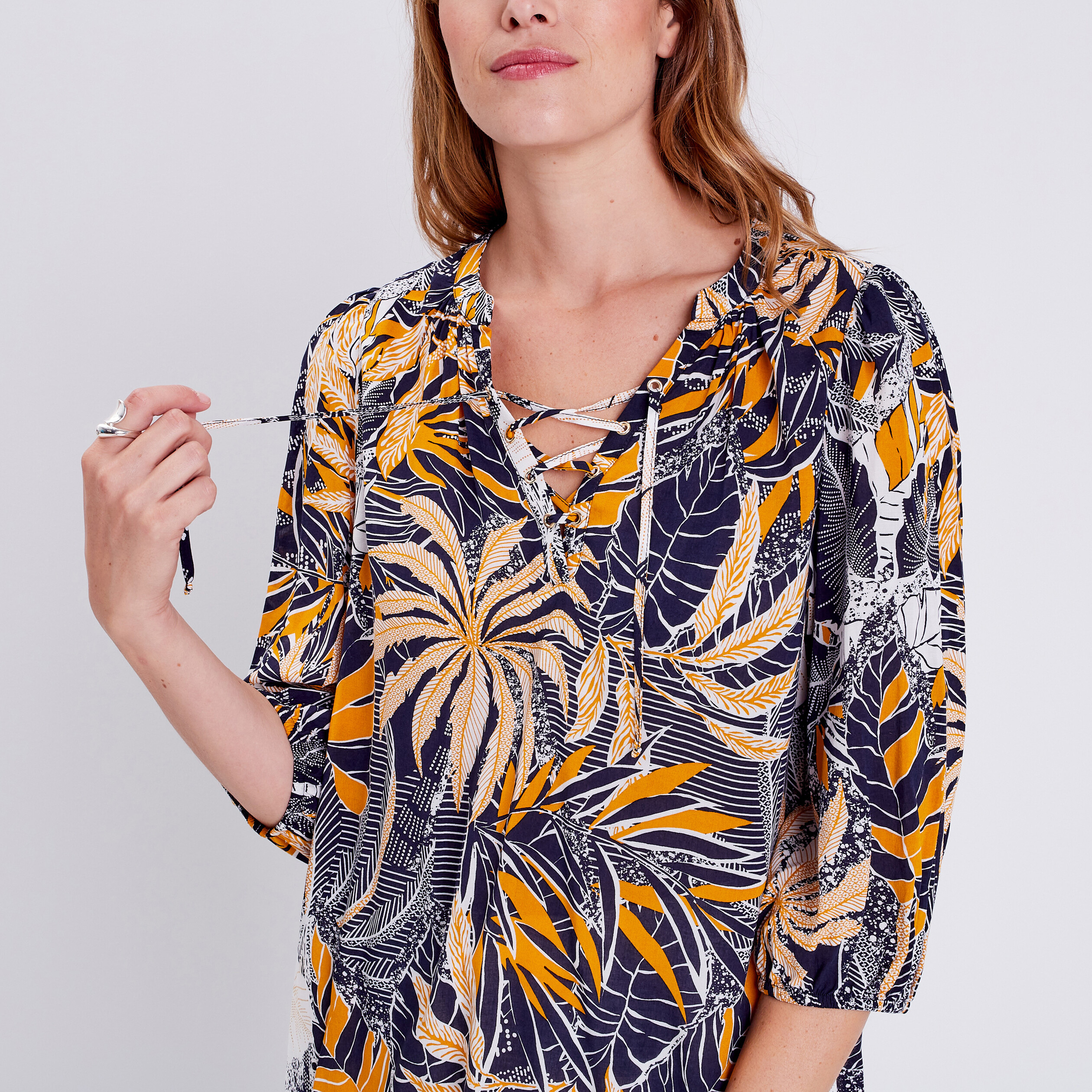 blouse manches 34 blanc femme Blouse manches 3/4 blanc femme