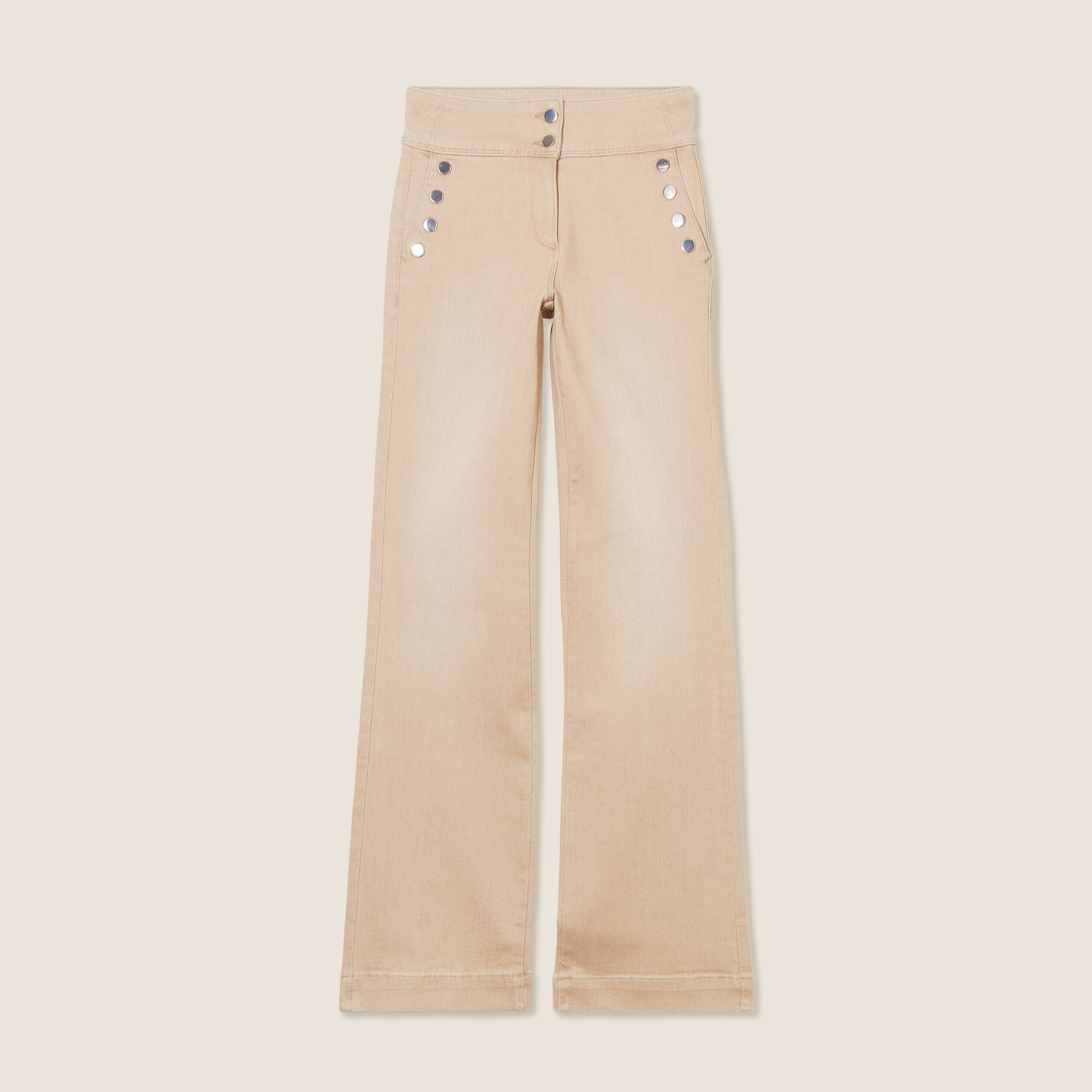 Jean coupe bootcut taille haute sable femme