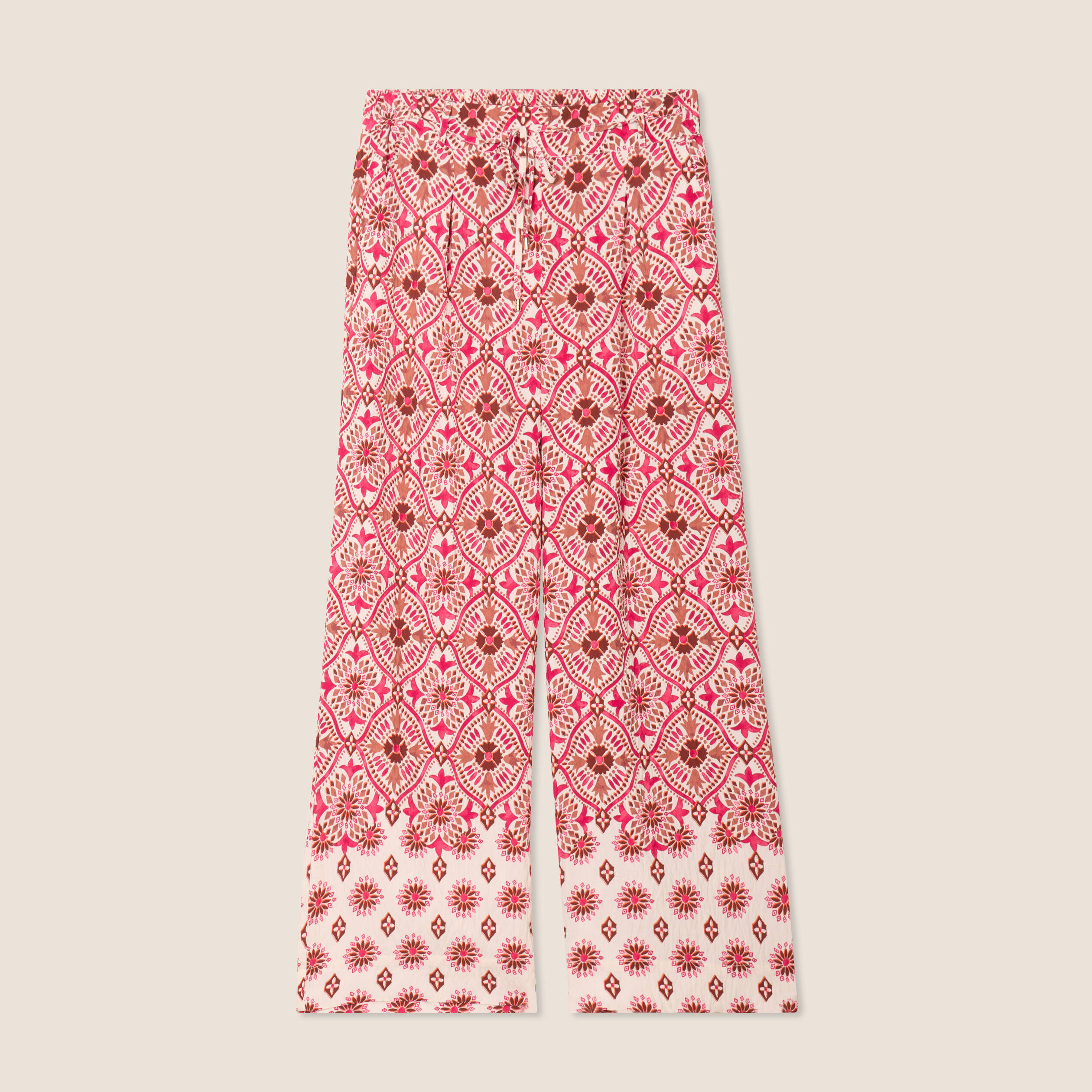pantalon large taille haute rose femme Pantalon large taille haute rose femme