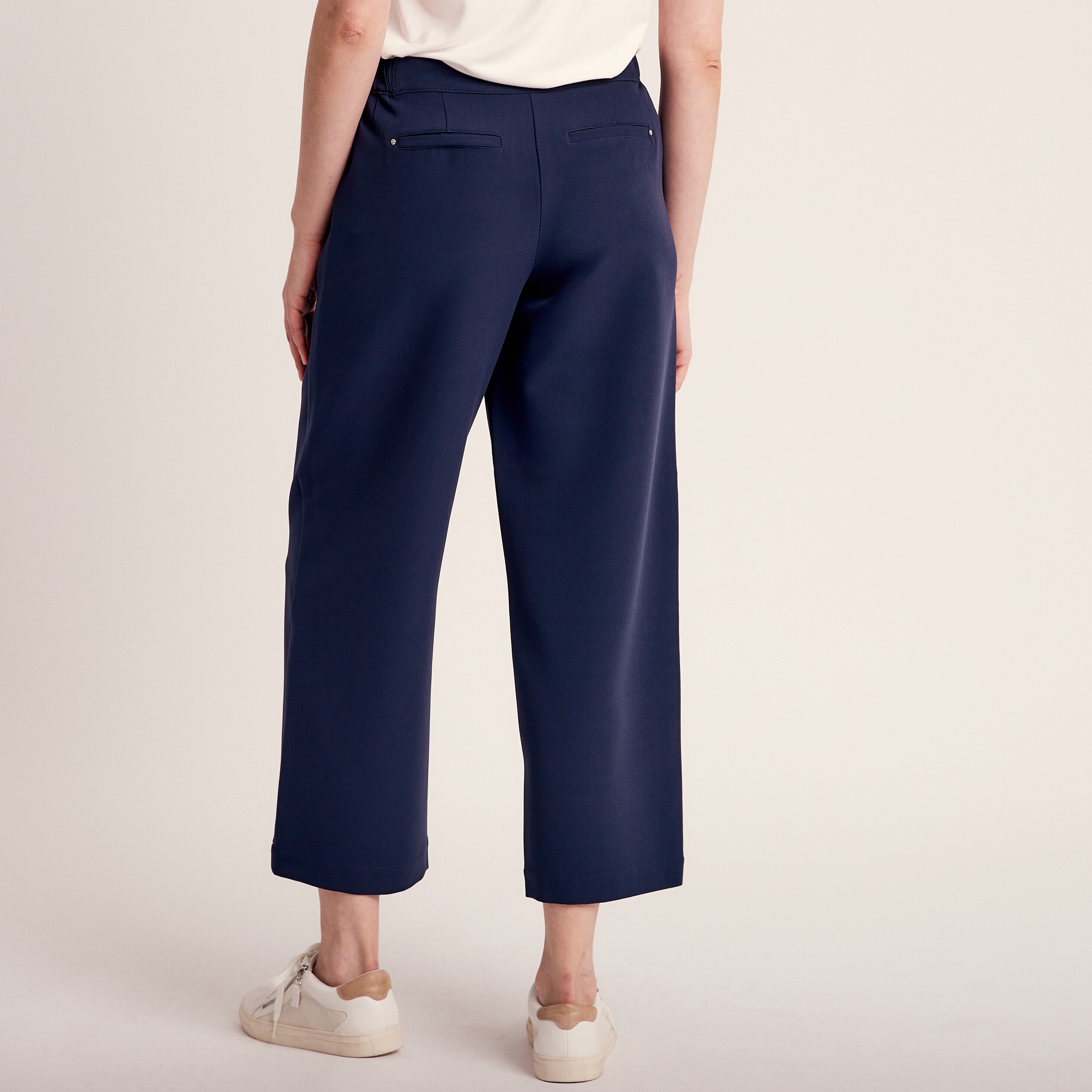 Pantalon large 7/8ème bleu marine femme
