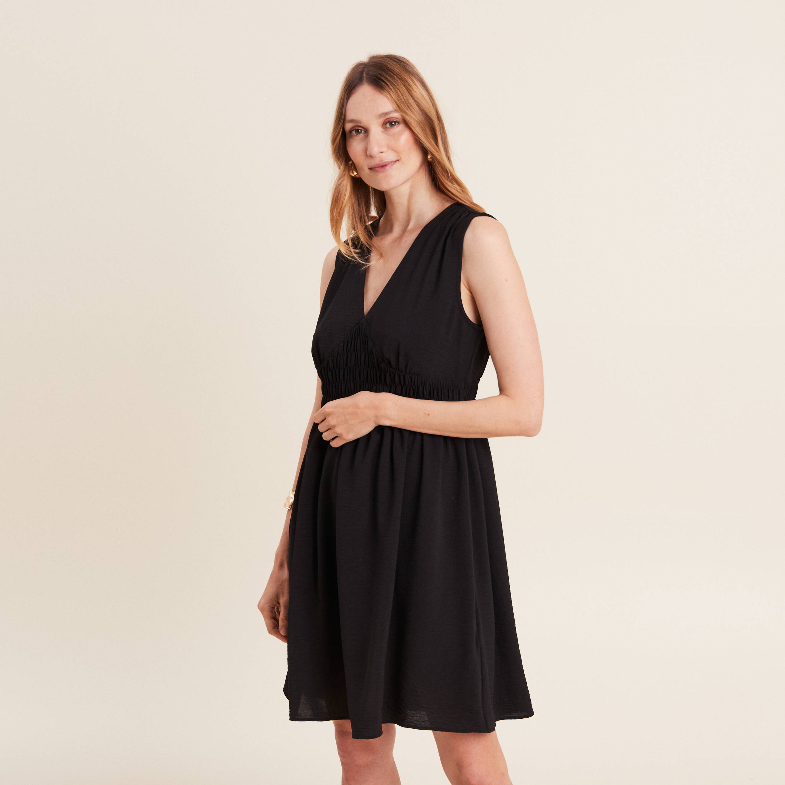 Robe evasee sans manches noir femme Vibs