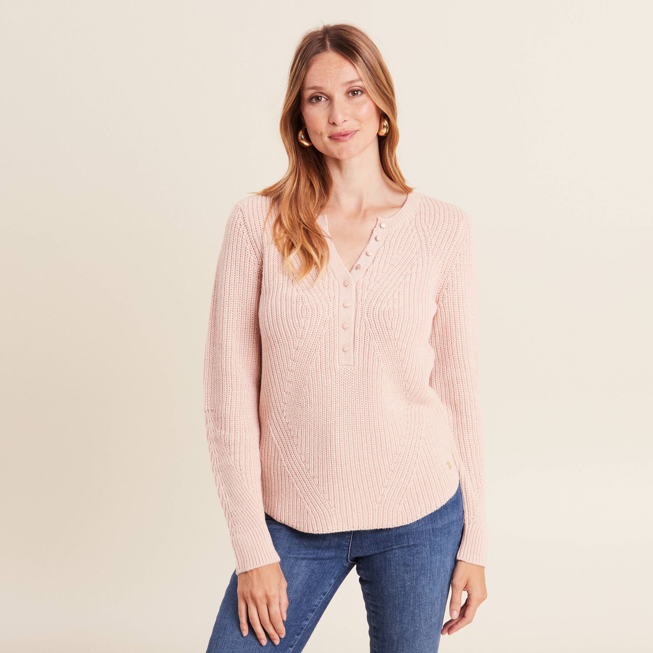 Pull manches longues vieux rose femme