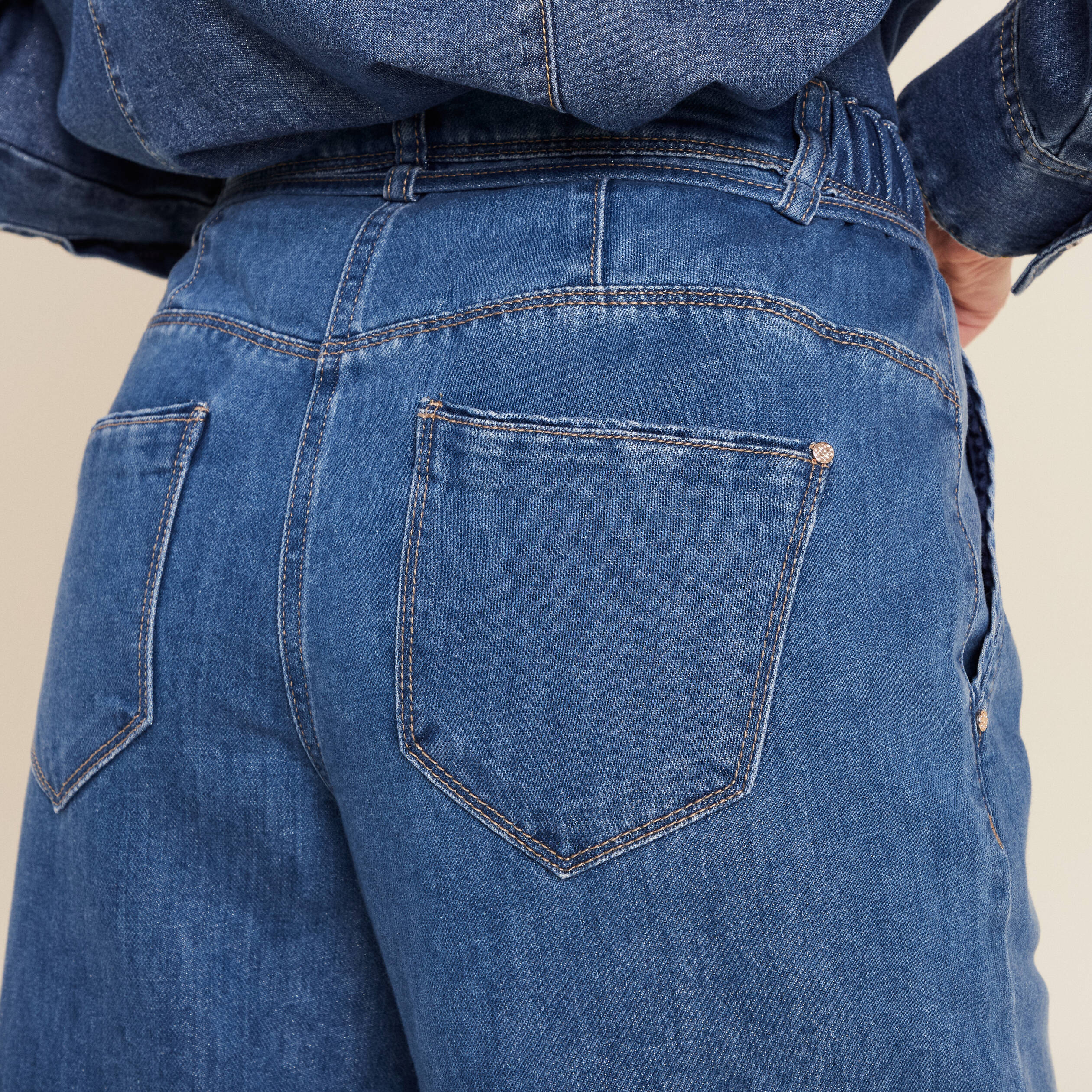 Jean coupe large avec cordon denim double stone femme