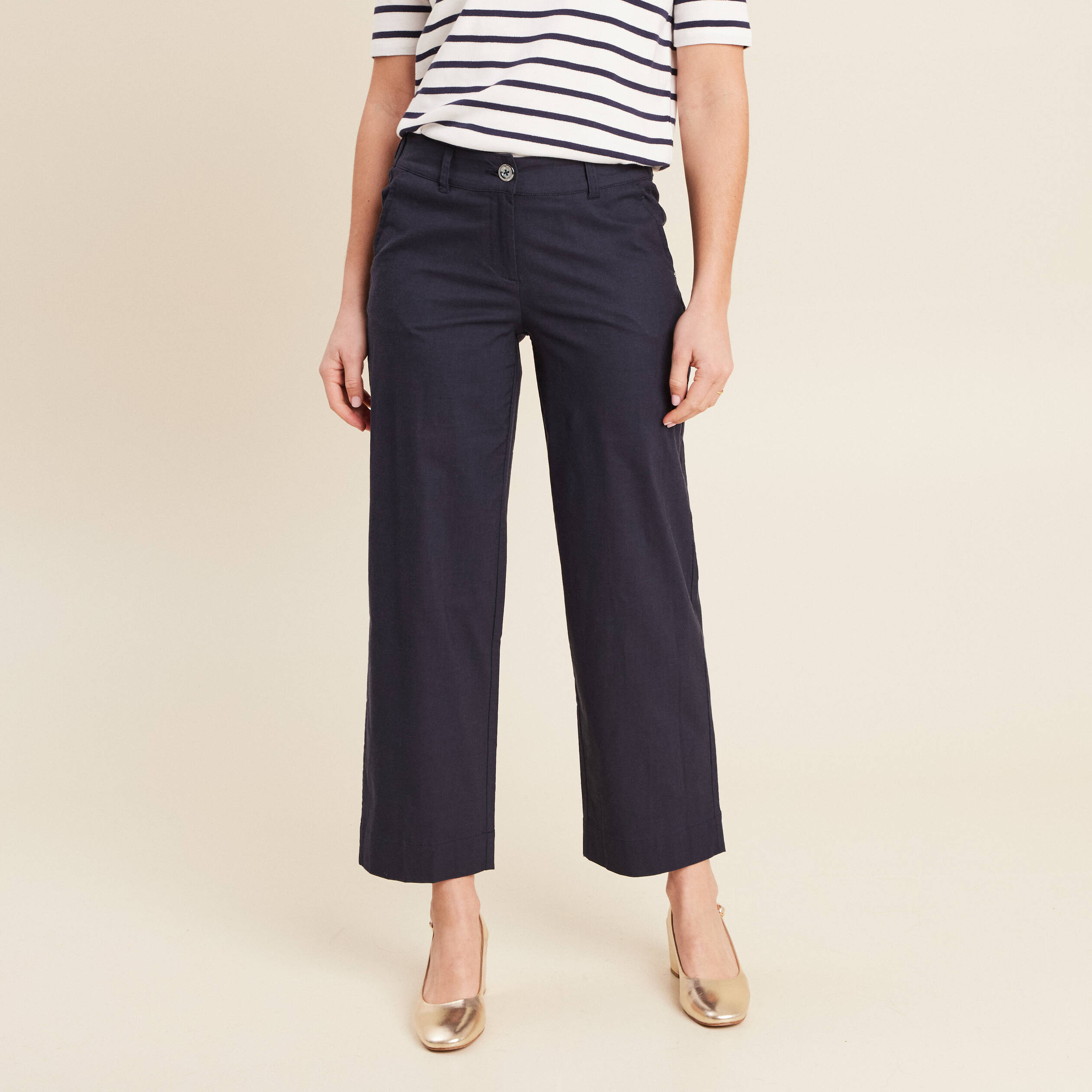 pantalon large 78eme bleu fonce femme Pantalon large 7/8ème bleu foncé femme