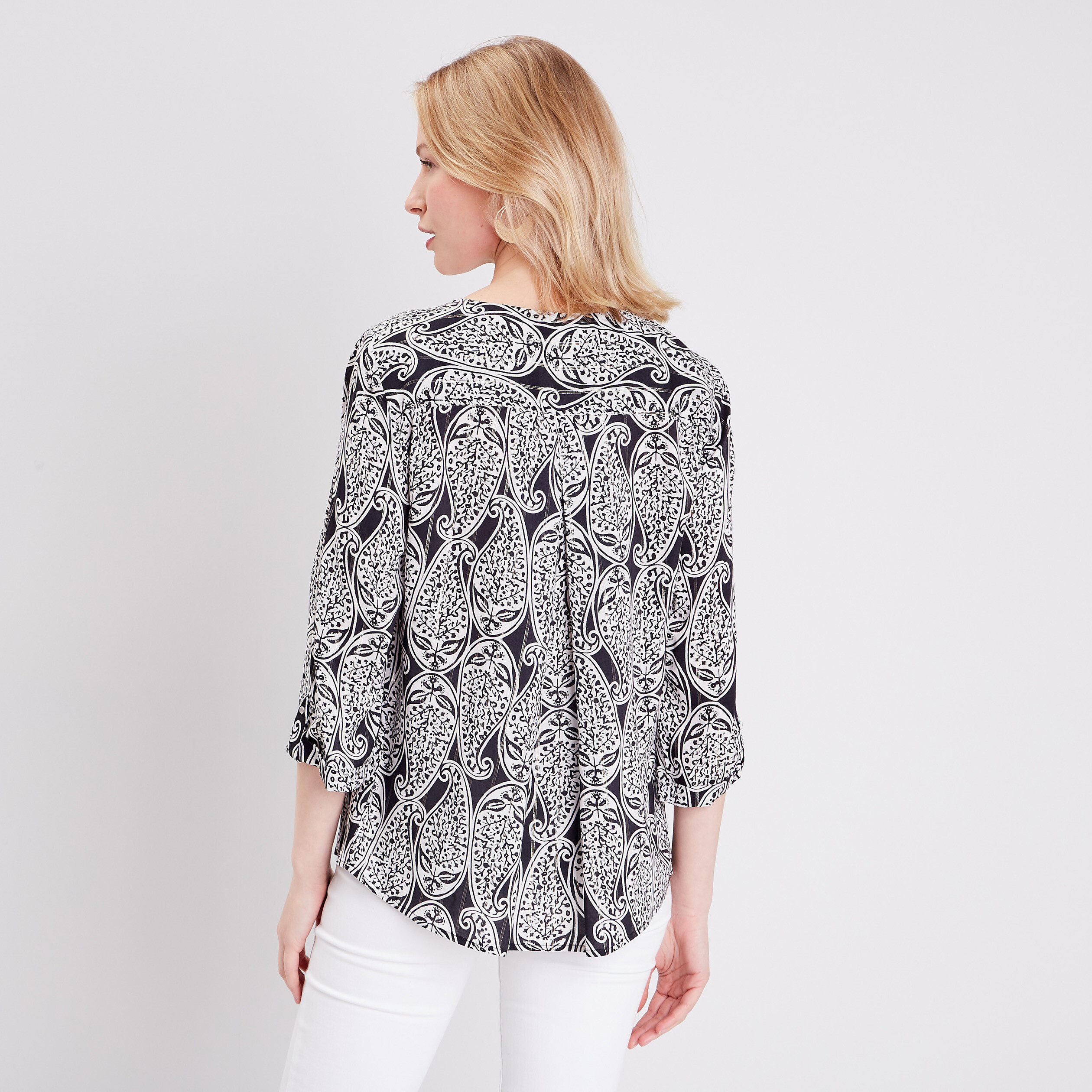 blouse manches 34 noir femme Blouse manches 3/4 noir femme