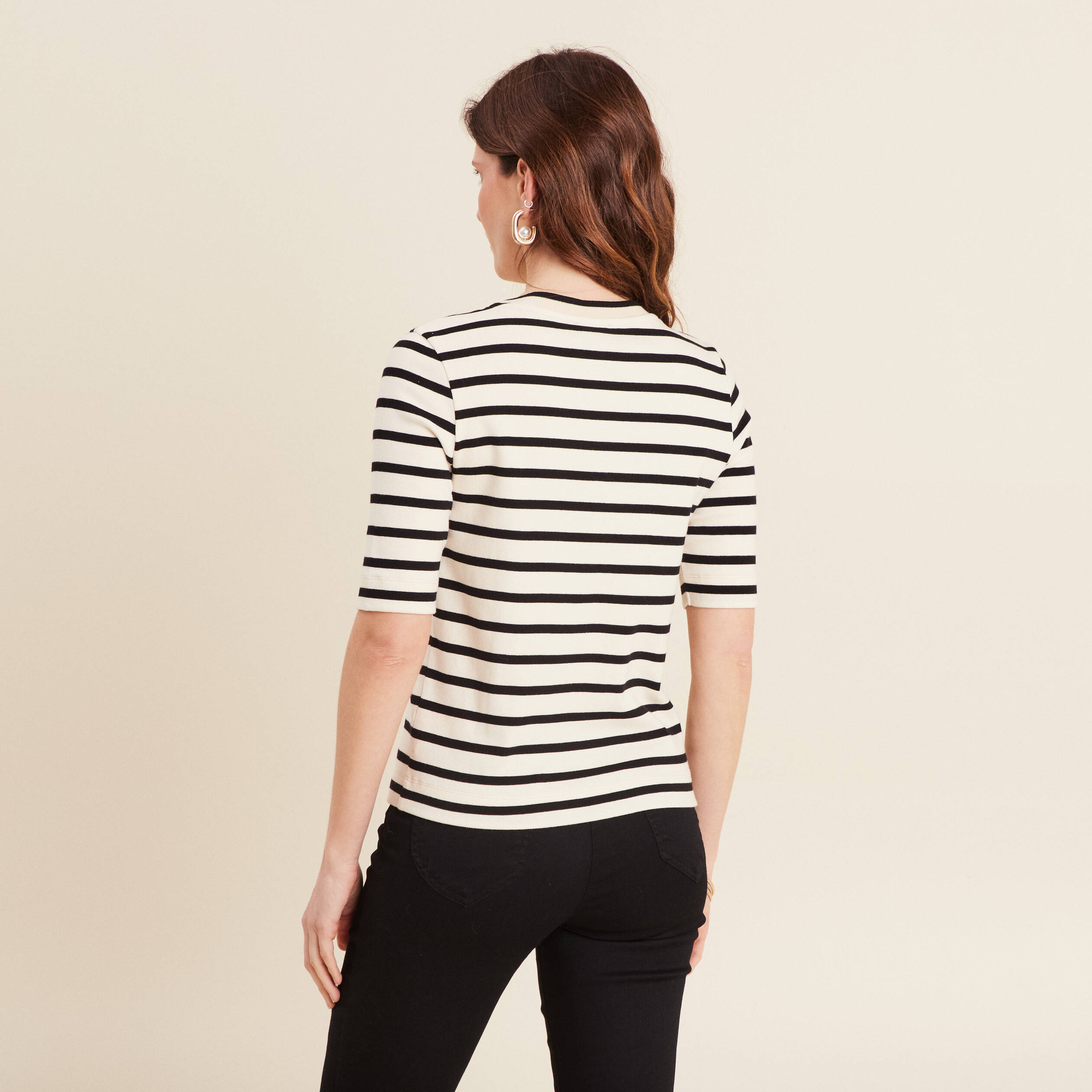 t shirt col v en coton blanc femme T-shirt col V en coton blanc femme