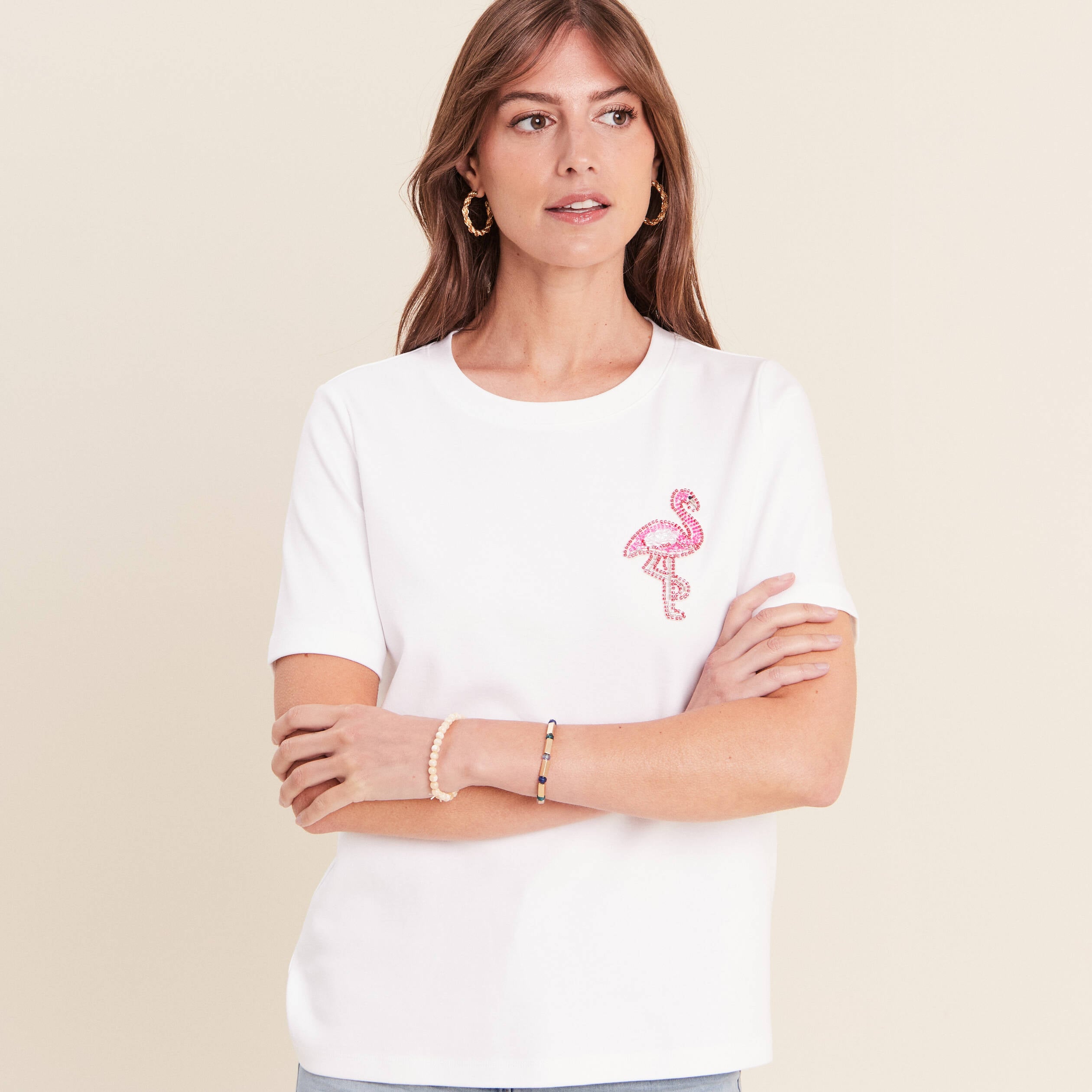 T-shirt manches courtes blanc femme