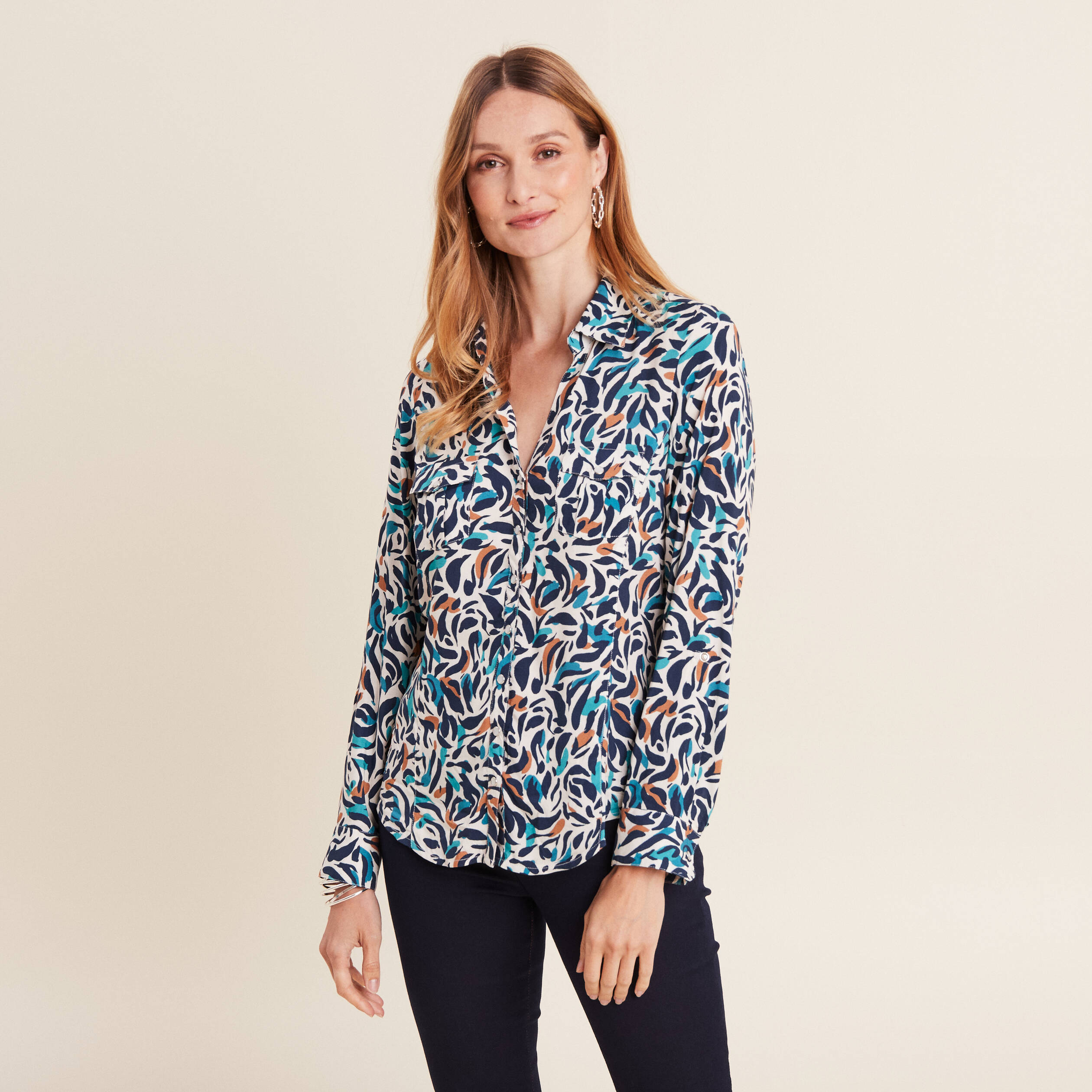 chemise manches longues bleu canard femme Chemise manches longues bleu canard femme