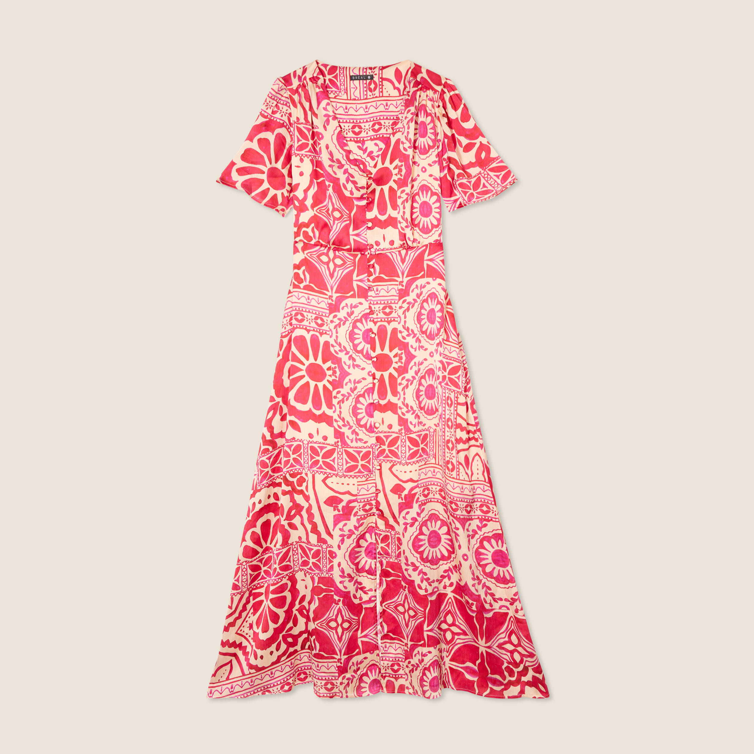 robe longue evasee satin rose fushia femme Robe longue évasée satin rose fushia femme