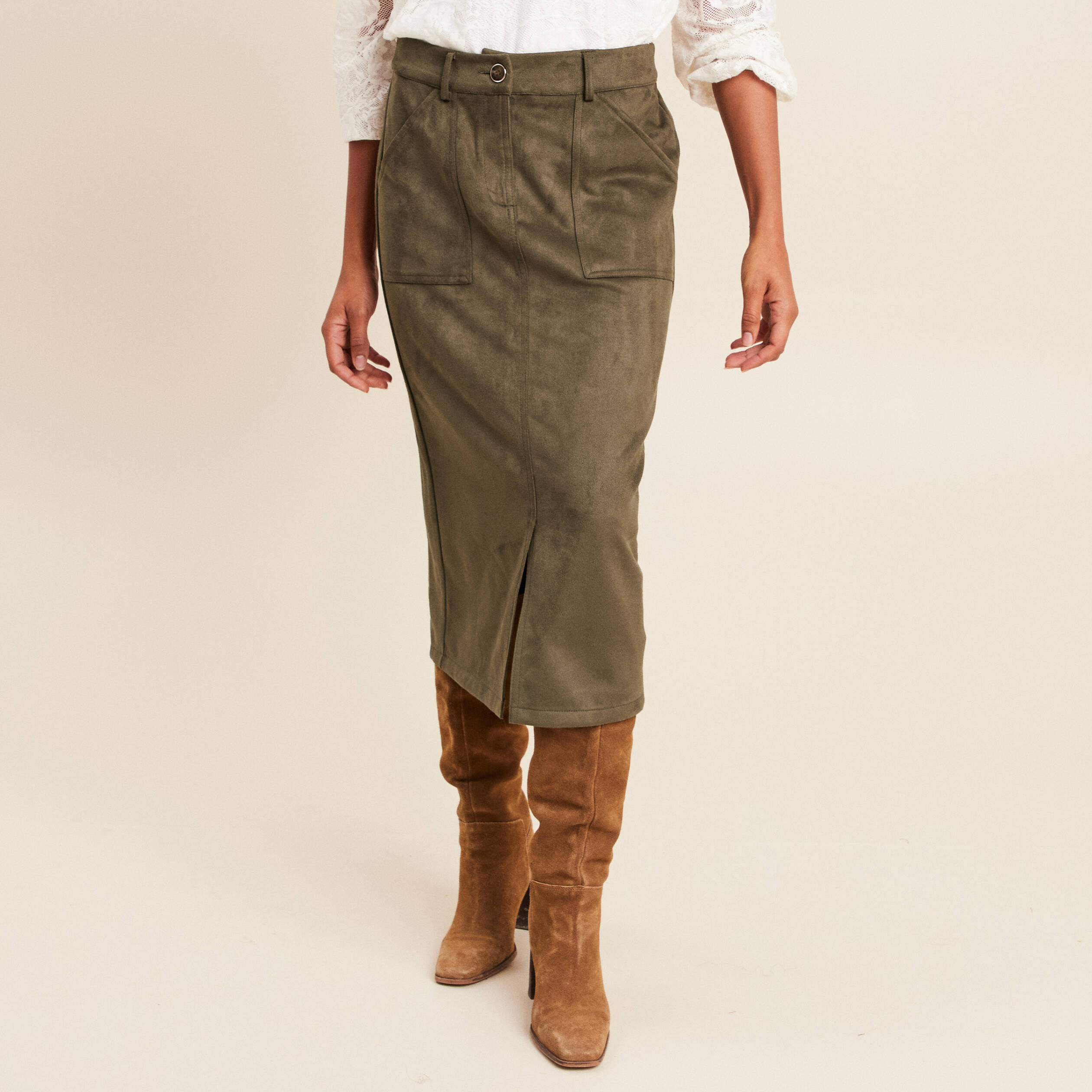 Jupe Longue Vert Kaki Femme Jupe Midi Jupe Vert Kaki Jupe Midi