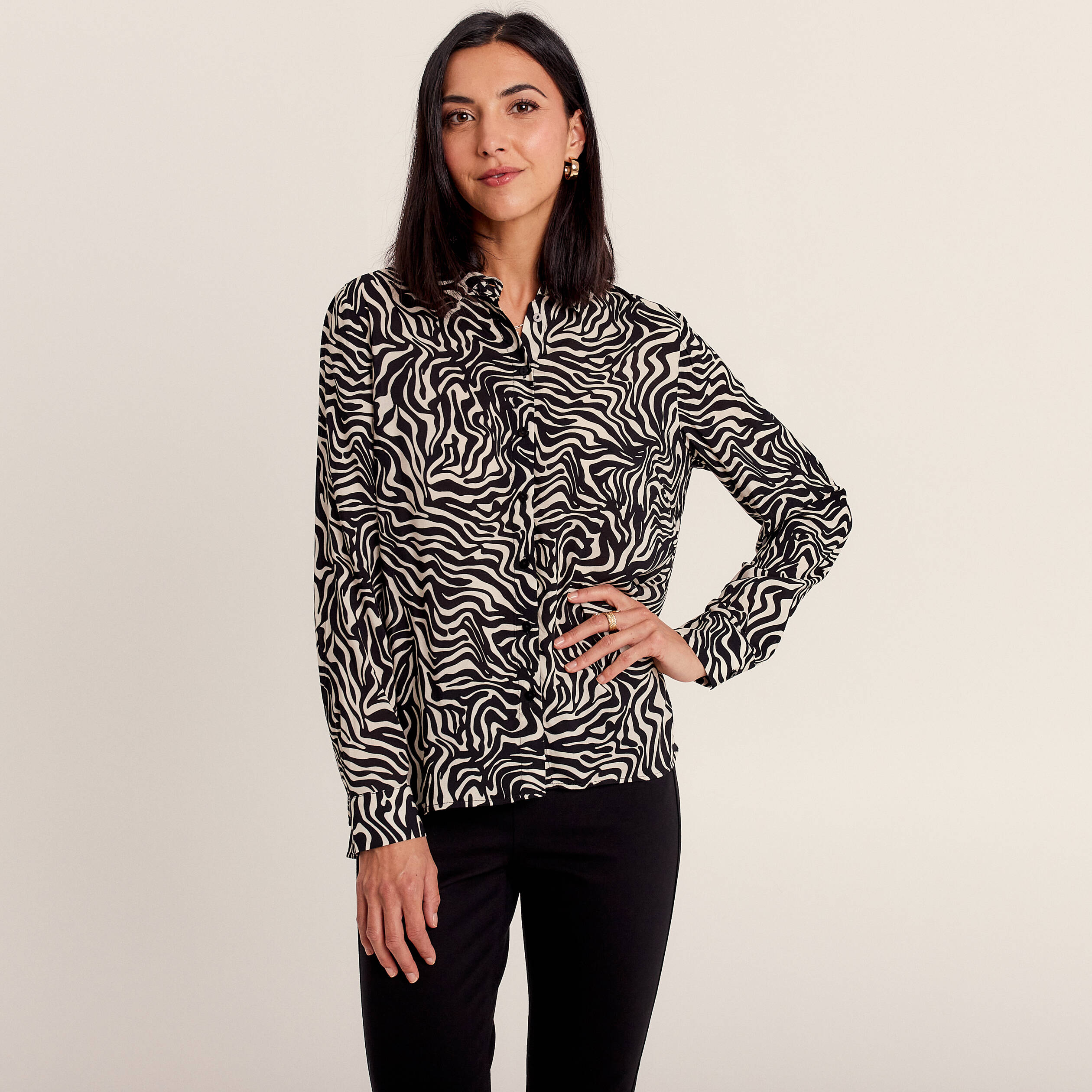 Chemise manches longues noir femme