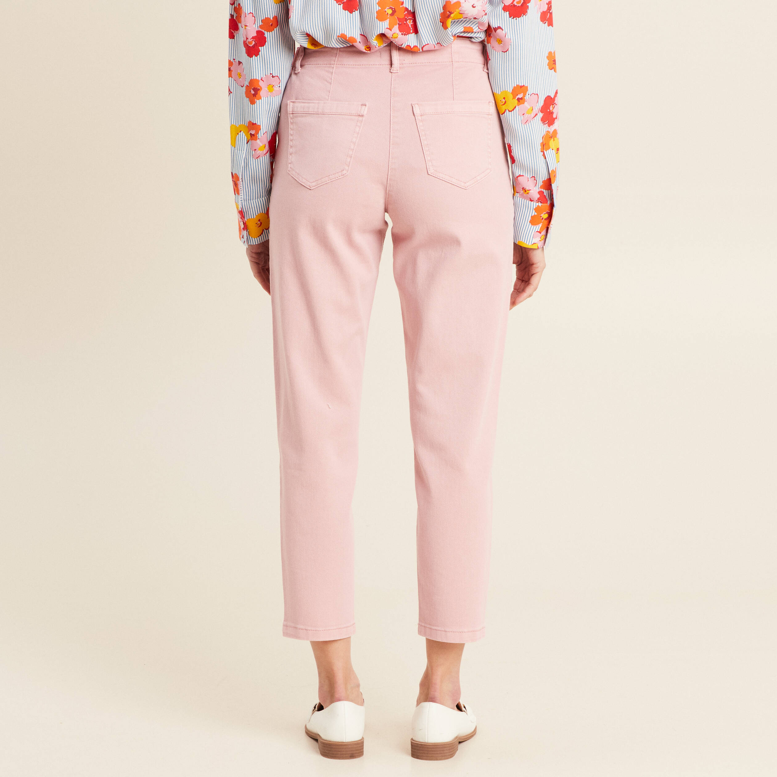 jean carotte 78eme rose pastel femme Jean carotte 7/8ème rose pastel femme