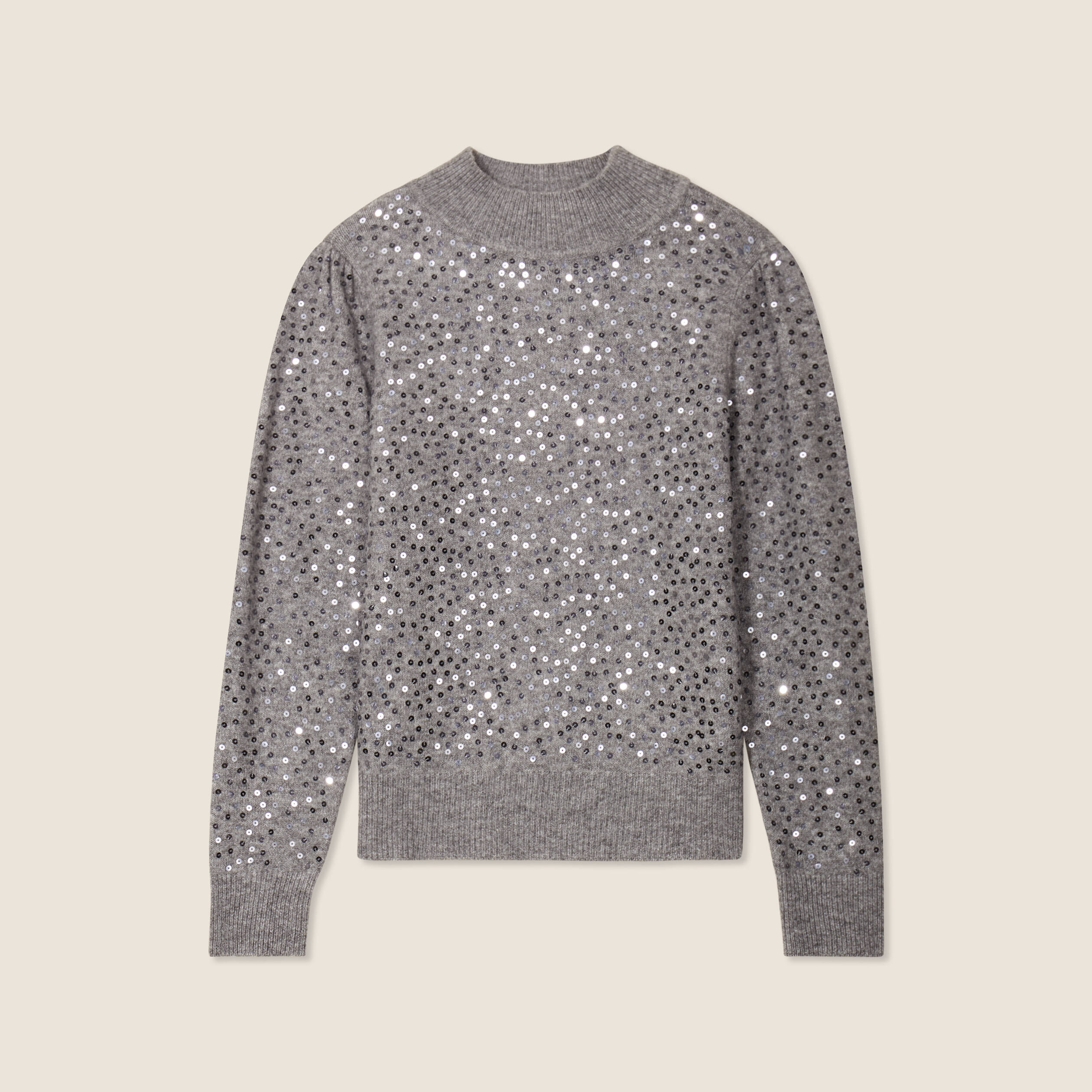 pull manches longues sequins gris clair femme Pull manches longues sequins gris clair femme