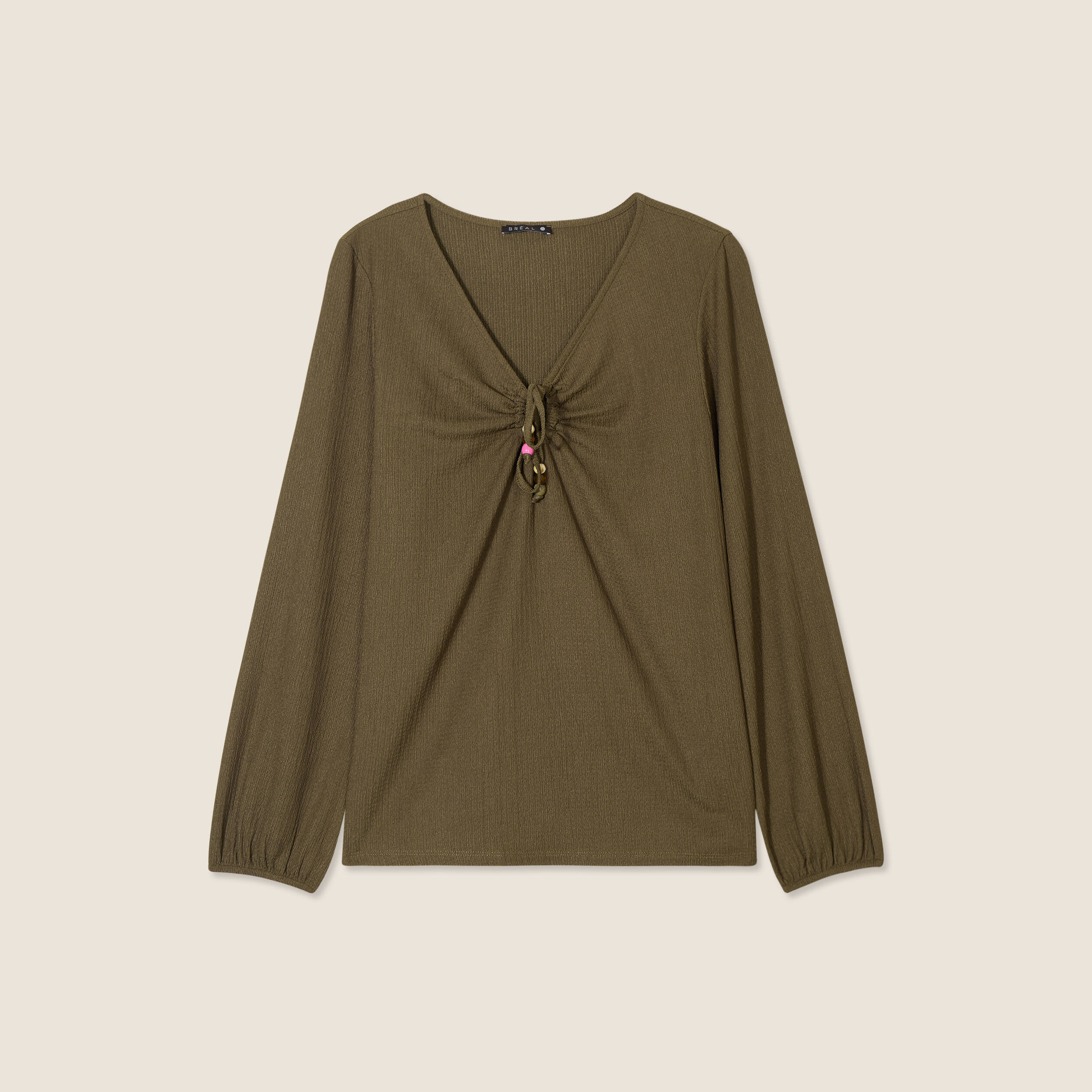 Blouse manches longues vert olive femme
